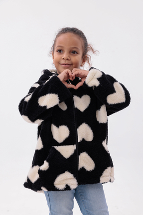 ROBA KALP DESENLİ, KAPŞONLU, KANGURU CEPLİ, ÇOCUK PELUŞ MONT RB-670