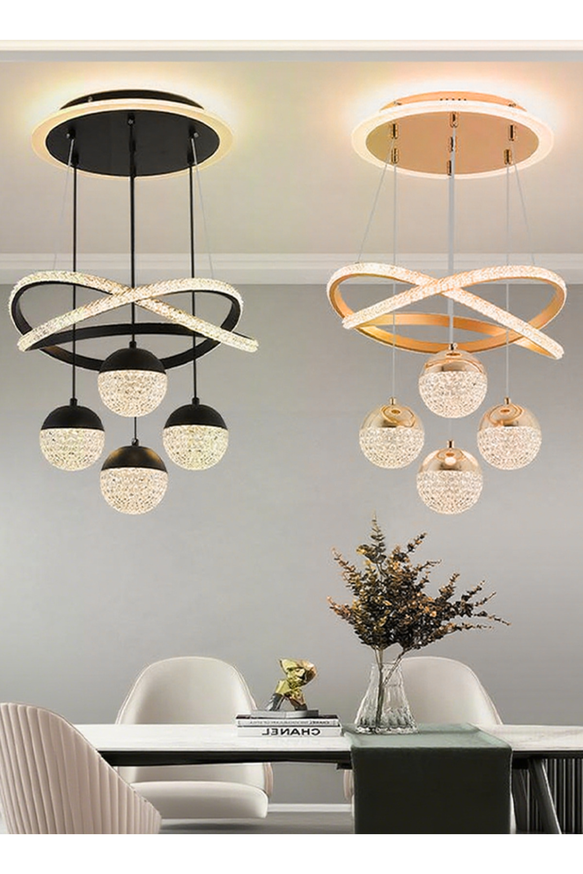 مصباح معلق ثلاثي الألوان يتم التحكم فيه عن بعد بتق...