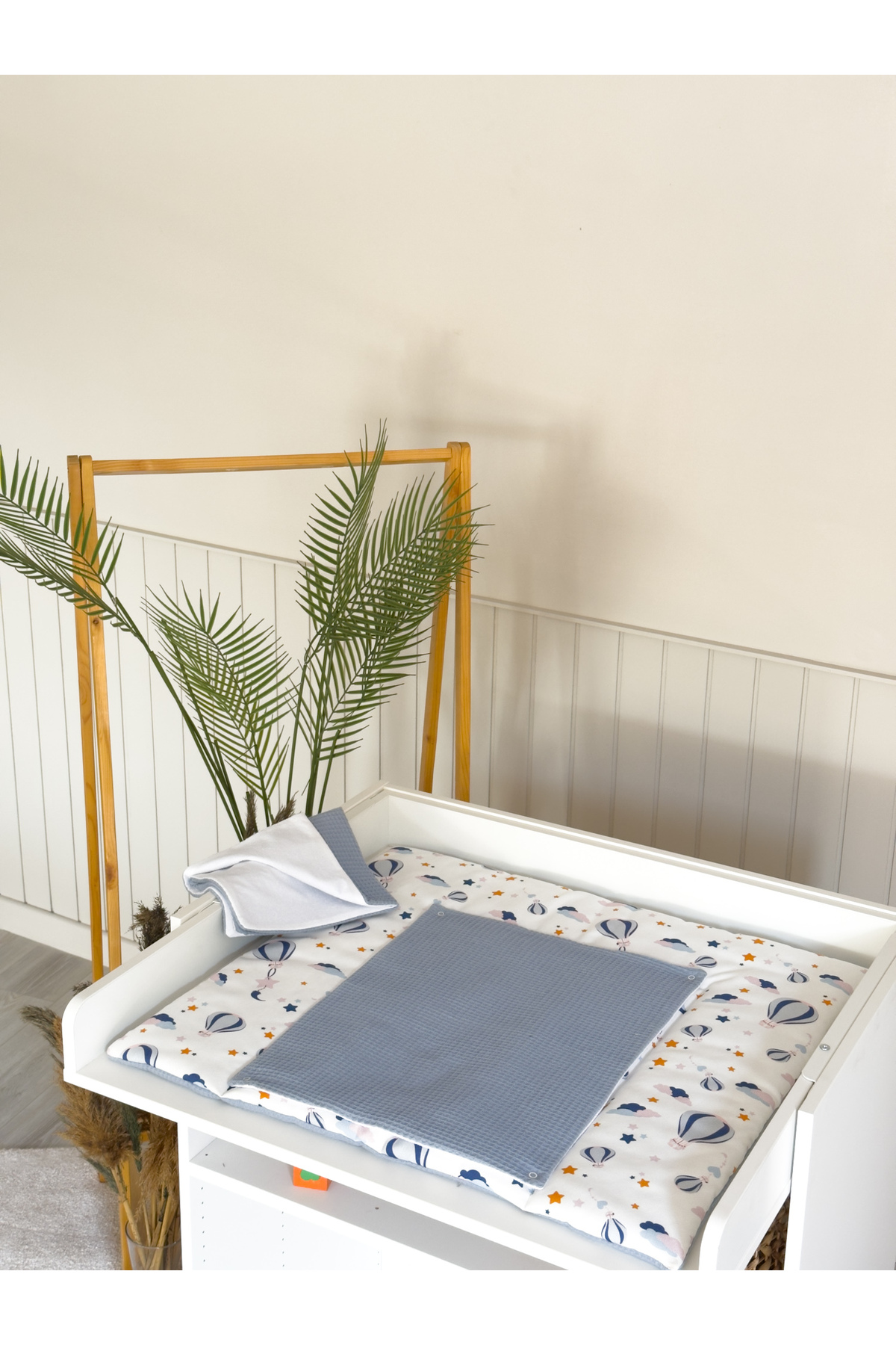 Pastelya Mavi Bulut Desenli Bebek Alt Açma Seti, Su Geçirmez Değiştirebilir Ped, Alt Açma Minderi fotoğrafı 5 (önizleme)