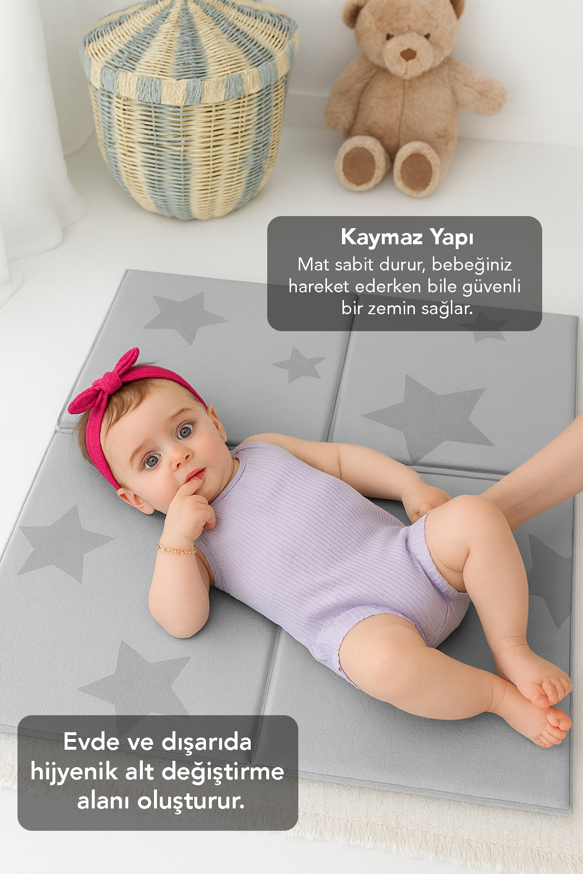 Meleni Baby Bebek Alt Değiştirme Matı ,Katlanabilir Su Geçirmez Alt Değiştirme Örtüsü, Bebek Bakım Örtüsü fotoğrafı 3 (önizleme)