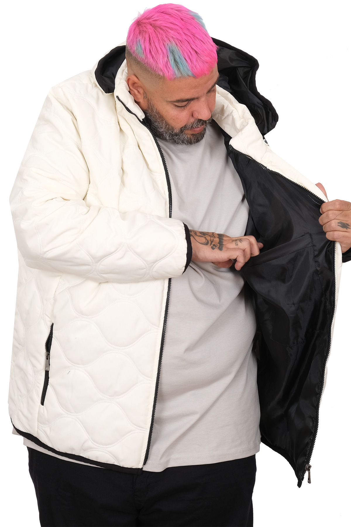 ModeXL Mode XL Buyuk Beden Erkek Mont Kapıtone Kapsonlu 25706 görsel 2