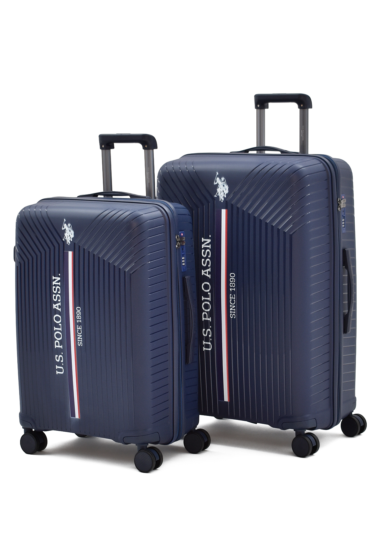 یو اس پولو ست چمدان دو تکه نشکن U.S. Polo Assn از جنس پلی‌پروپیلن (سایزهای بزرگ و متوسط) – قفل TSA، مقاوم در برابر ضربه