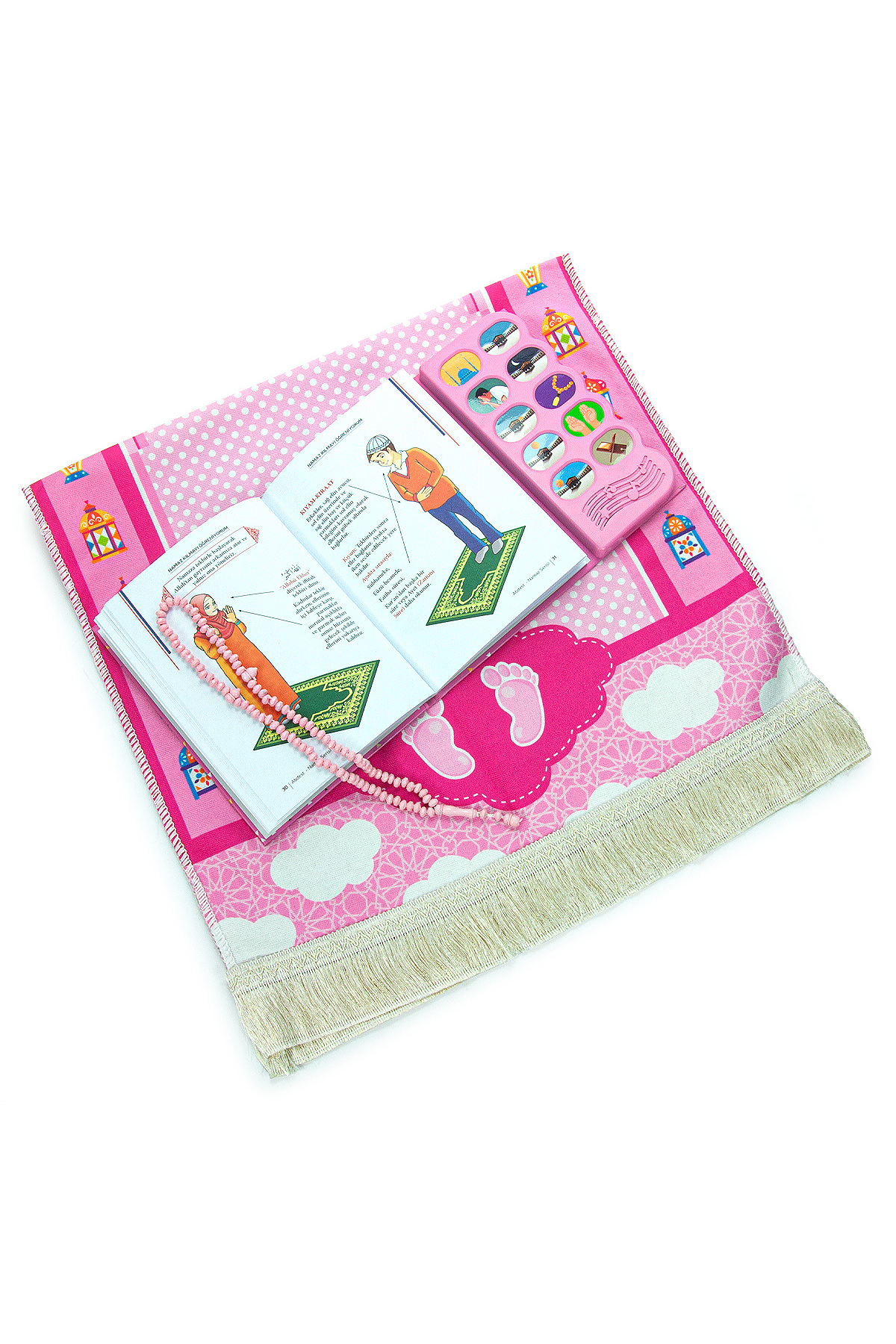 ihvan online Namaz Öğreten Sesli Cihazlı Kitap Tesbihli Kızımın Çocuk Seccadesi Seti fotoğrafı 5 (önizleme)