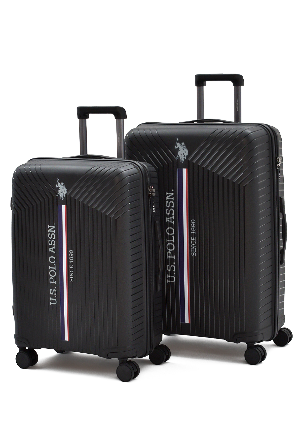 یو اس پولو ست چمدان دو تکه نشکن U.S. Polo Assn از جنس پلی‌پروپیلن (سایزهای بزرگ و متوسط) – قفل TSA، مقاوم در برابر ضربه