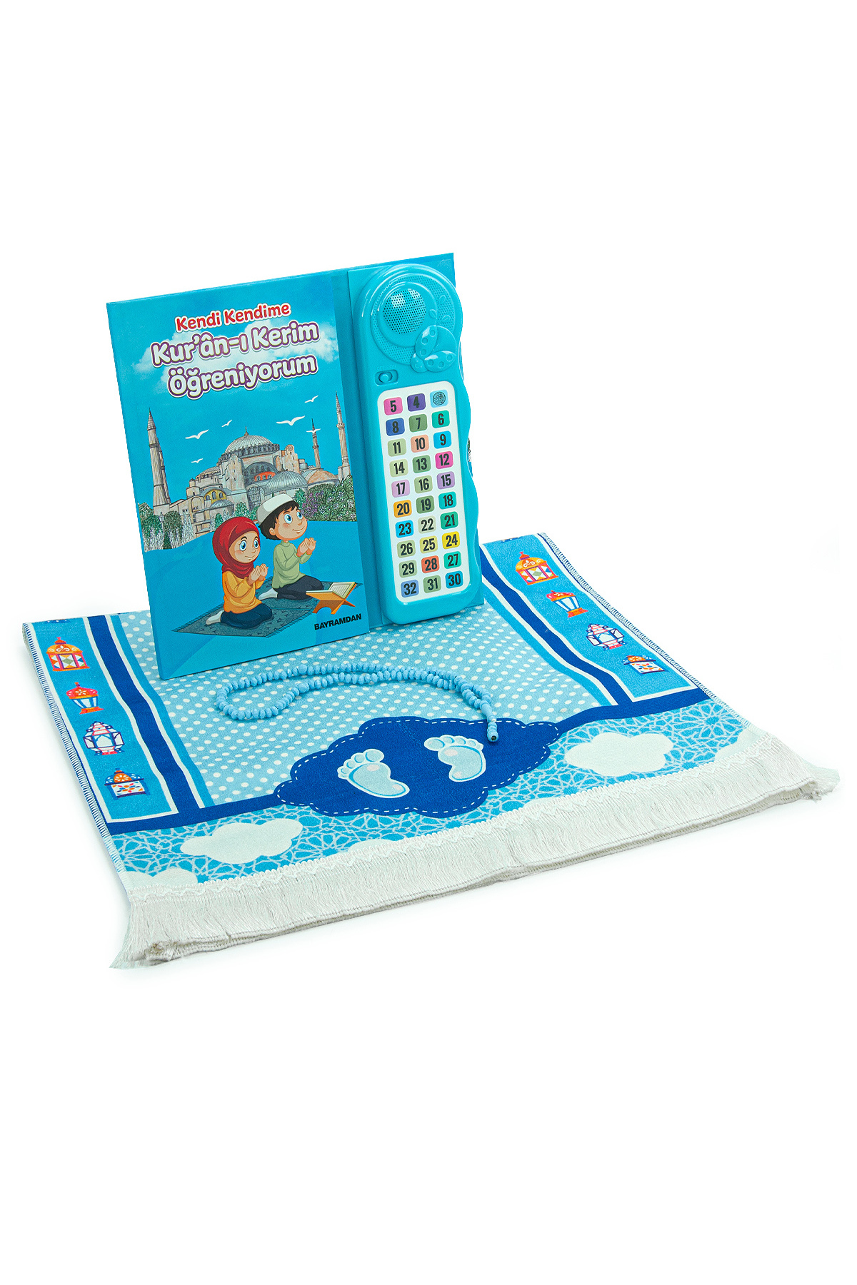 ihvan online Namaz Öğreten Sesli Cihazlı Kitap Tesbihli Oğlumun Çocuk Seccade Seti fotoğrafı 3 (önizleme)