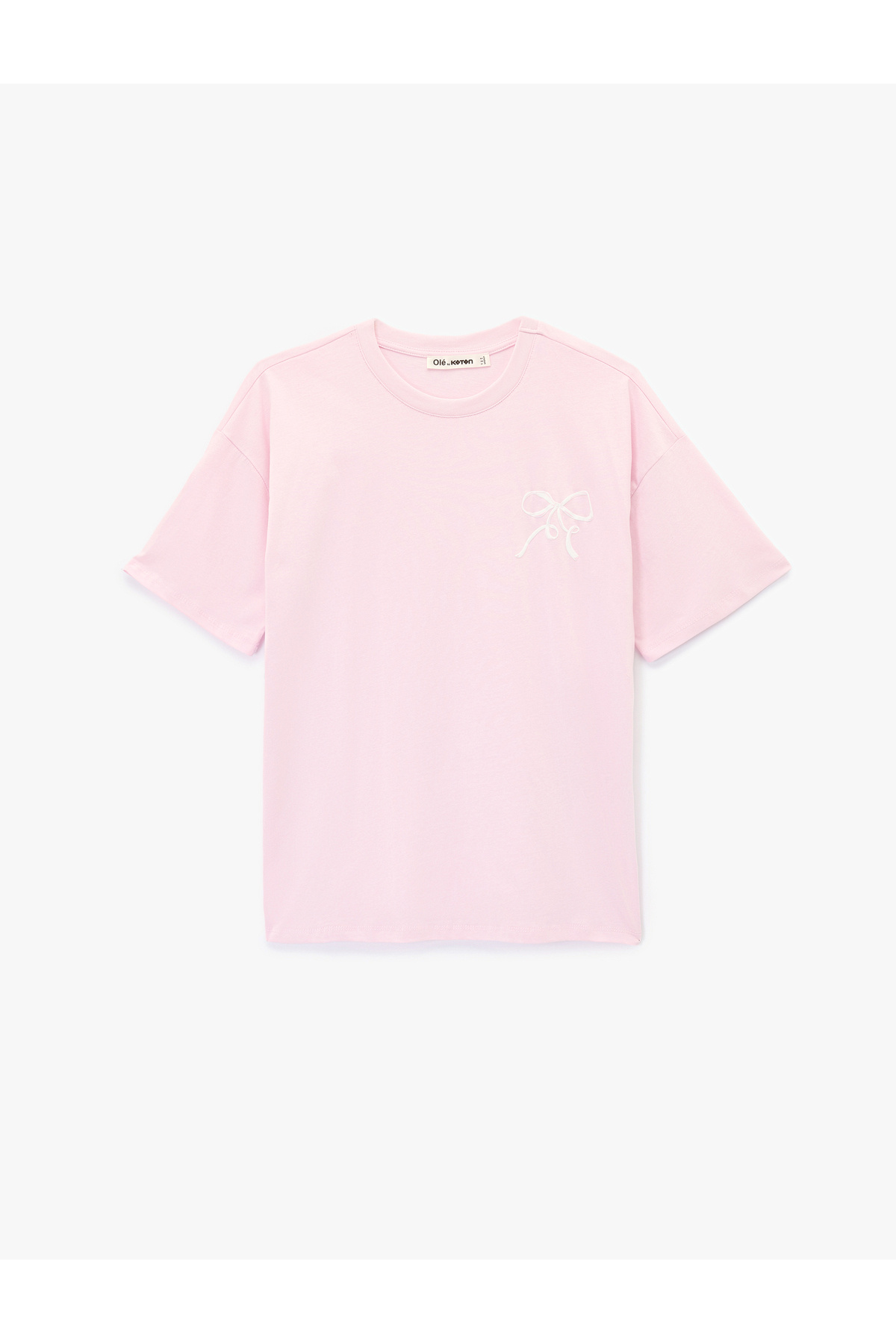 Koton Kısa Kollu Pamuklu Bisiklet Yaka Arkası Baskılı Oversize Tişört