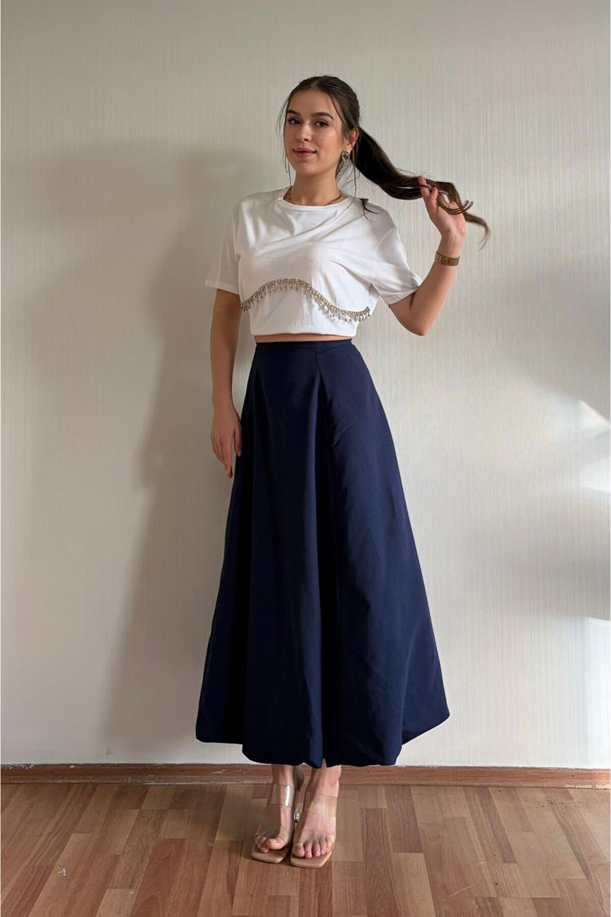 Nazline  Kadın Uzun Poplin Balon Etek