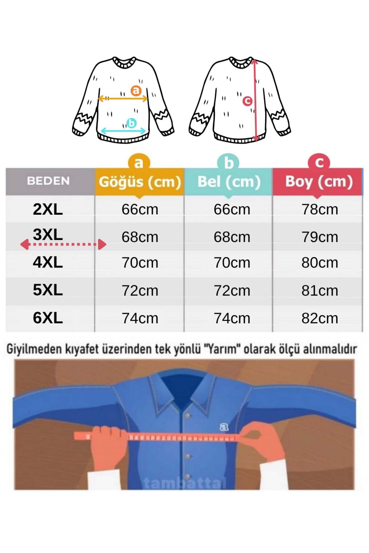tambattal Büyük Beden Yarım Balıkçı Desenli Triko Kazak görsel 5