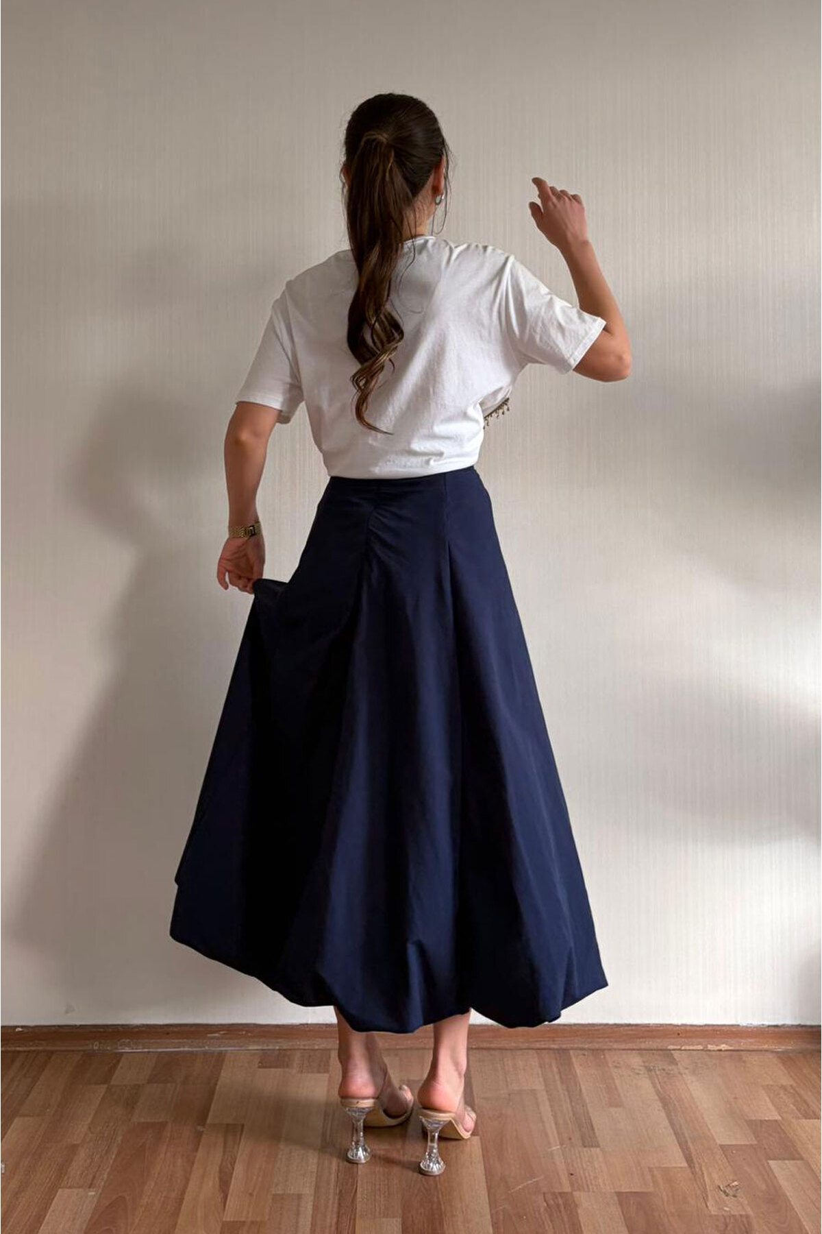 Nazline  Kadın Uzun Poplin Balon Etek - Görsel 2