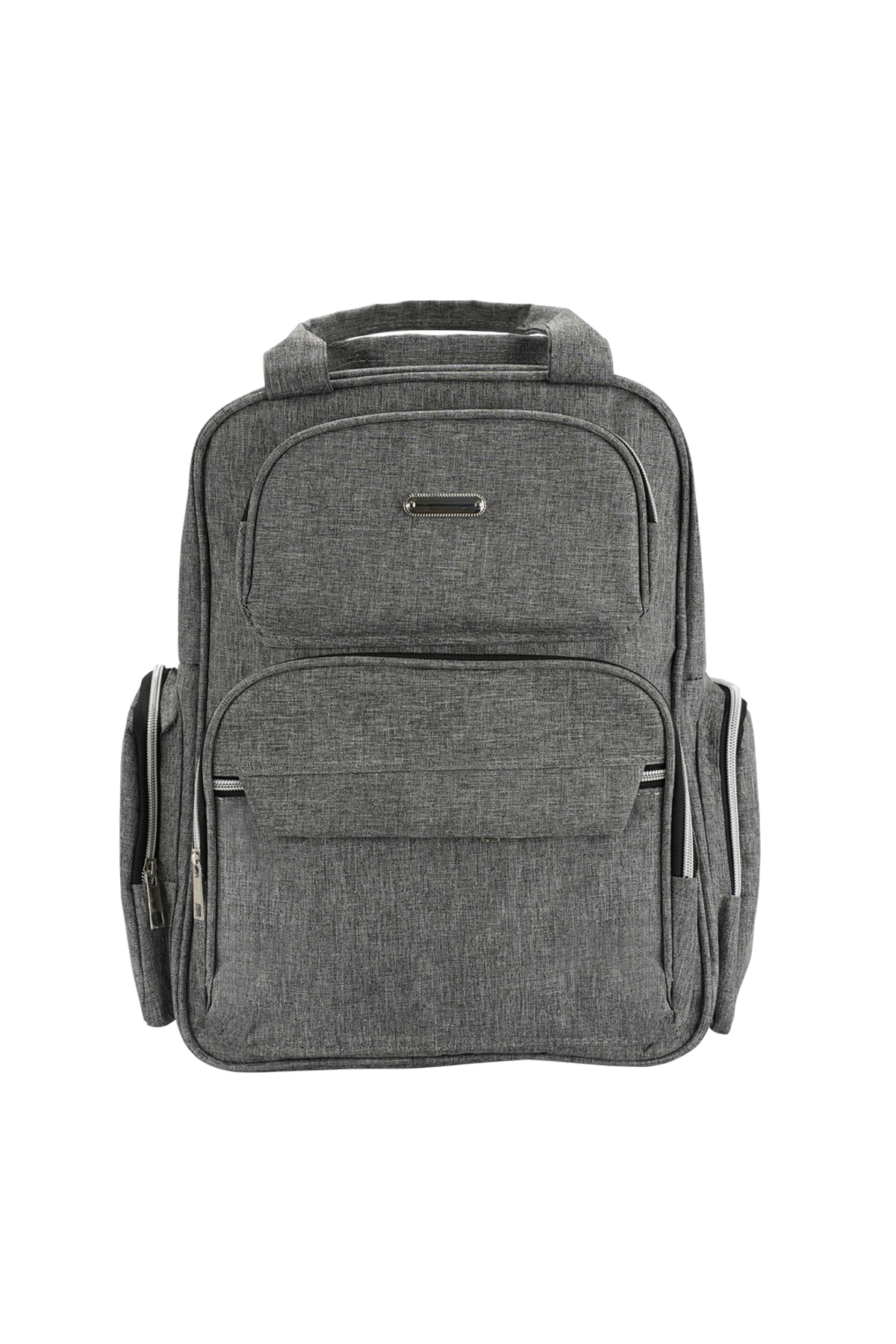 Bagimoo Cepli Anne Bebek Bakım Sırt Çantası Biberon Termoslu Sıvı Geçirmez Bebek Çantası Keten Gri fotoğrafı 2 (önizleme)