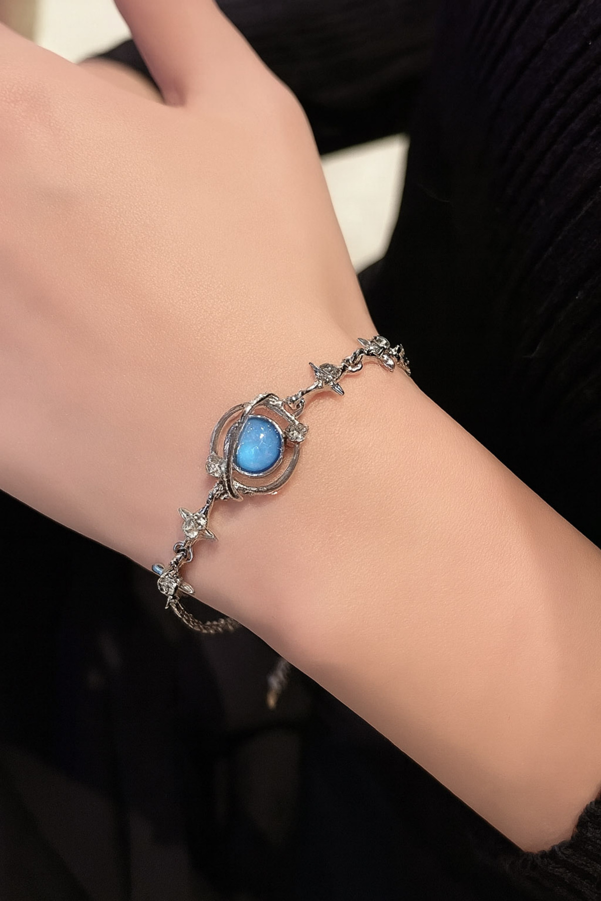 TREND COLLECTİON Galaksi Mavi Taşlı Yıldız Detaylı Pinterest Kadın Bileklik görsel 5