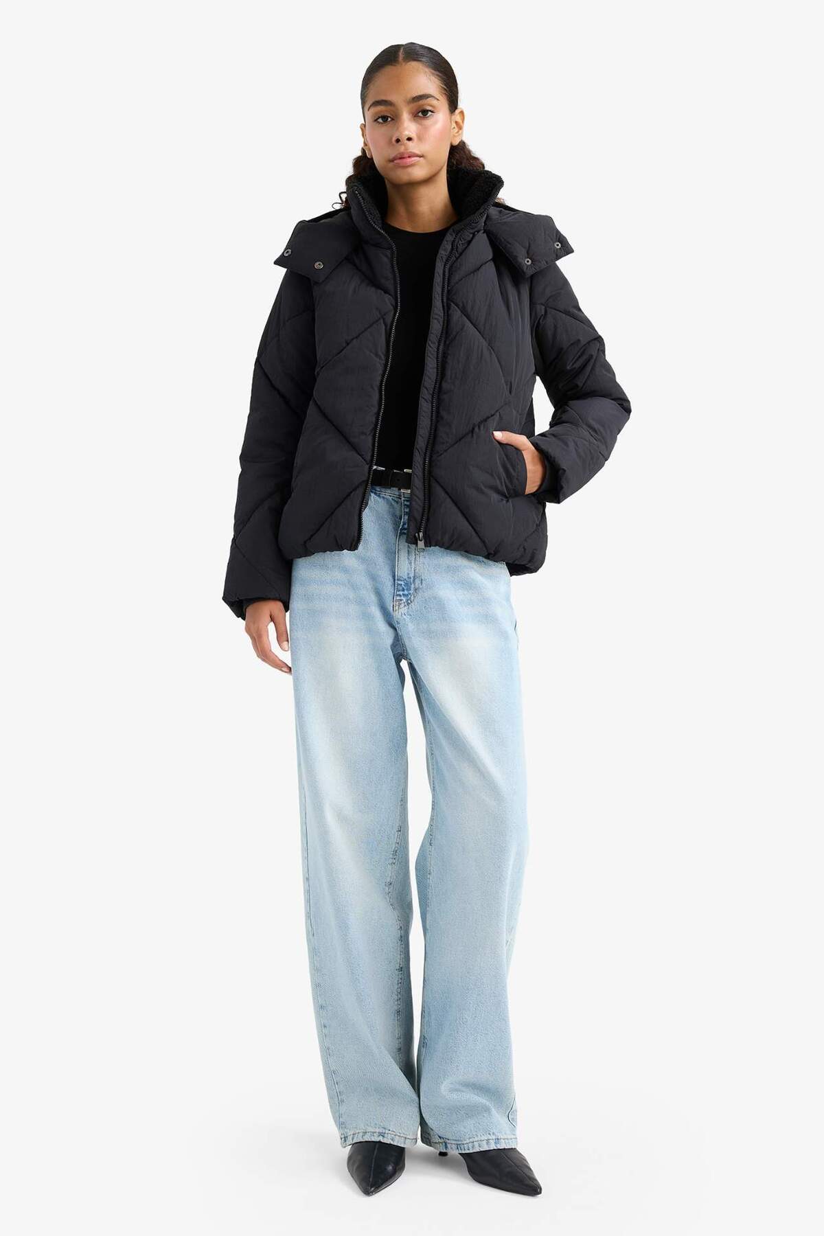 Defacto  Kadın Mont F2825AX/BK27 BLACK - Görsel 3