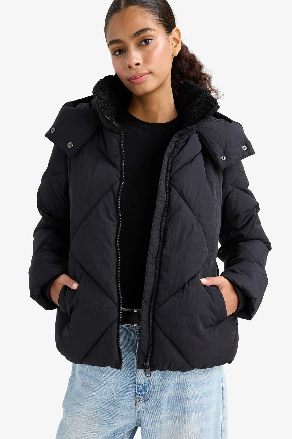 Defacto  Kadın Mont F2825AX/BK27 BLACK - Görsel 4