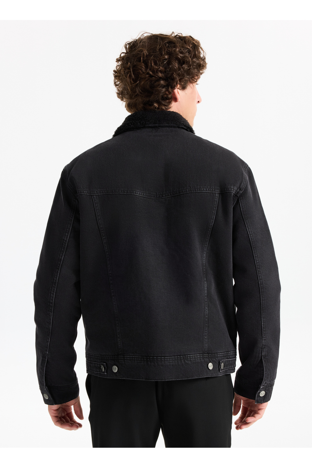 WRANGLER Siyah Erkek Denim Ceket W45D4365818 Siyah Denim Ceket görsel 6