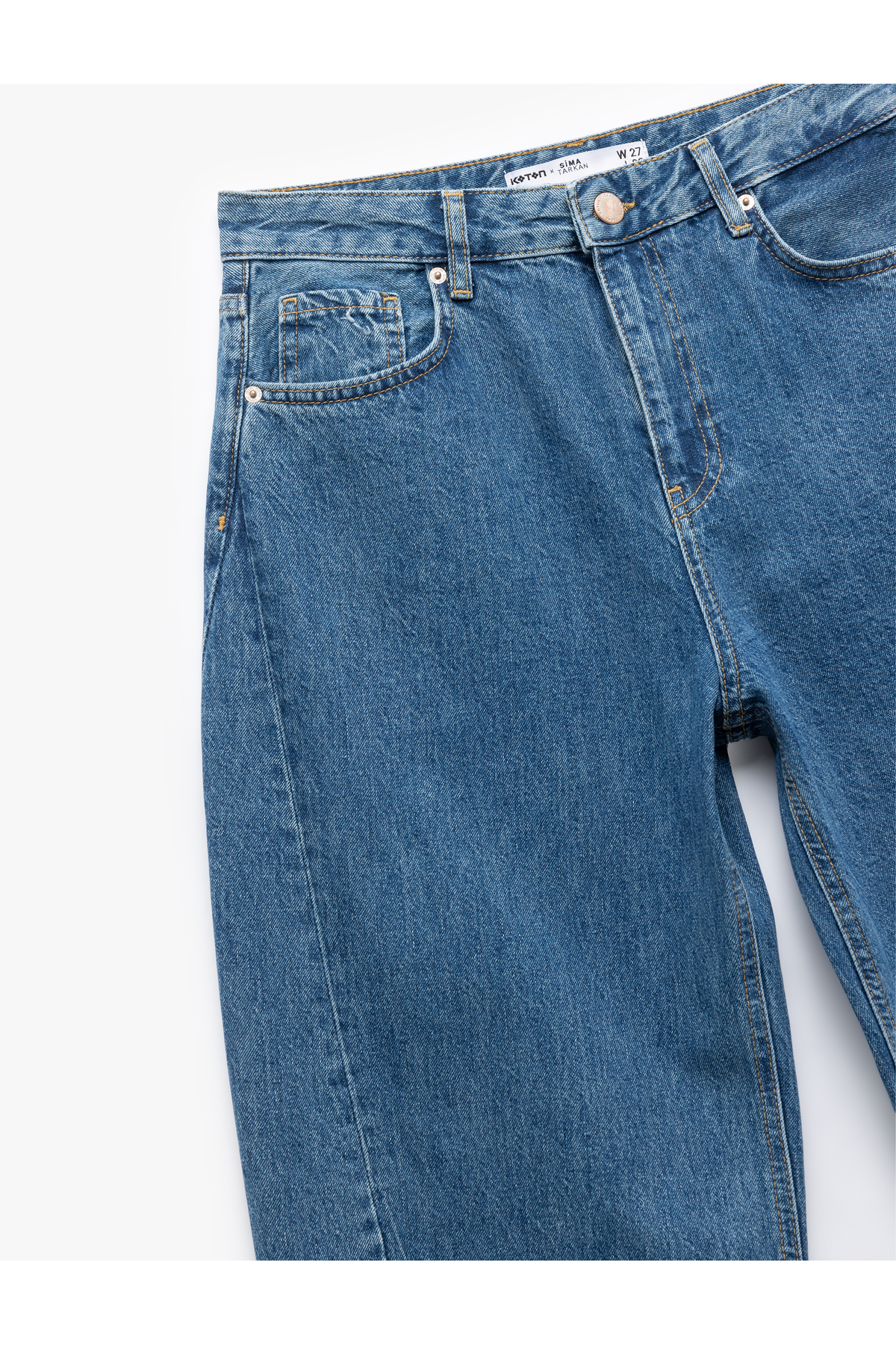 Koton  Rahat Kesim Yüksek Bel Düğmeli Pamuklu Barrel Jean Pantolon - Görsel 6