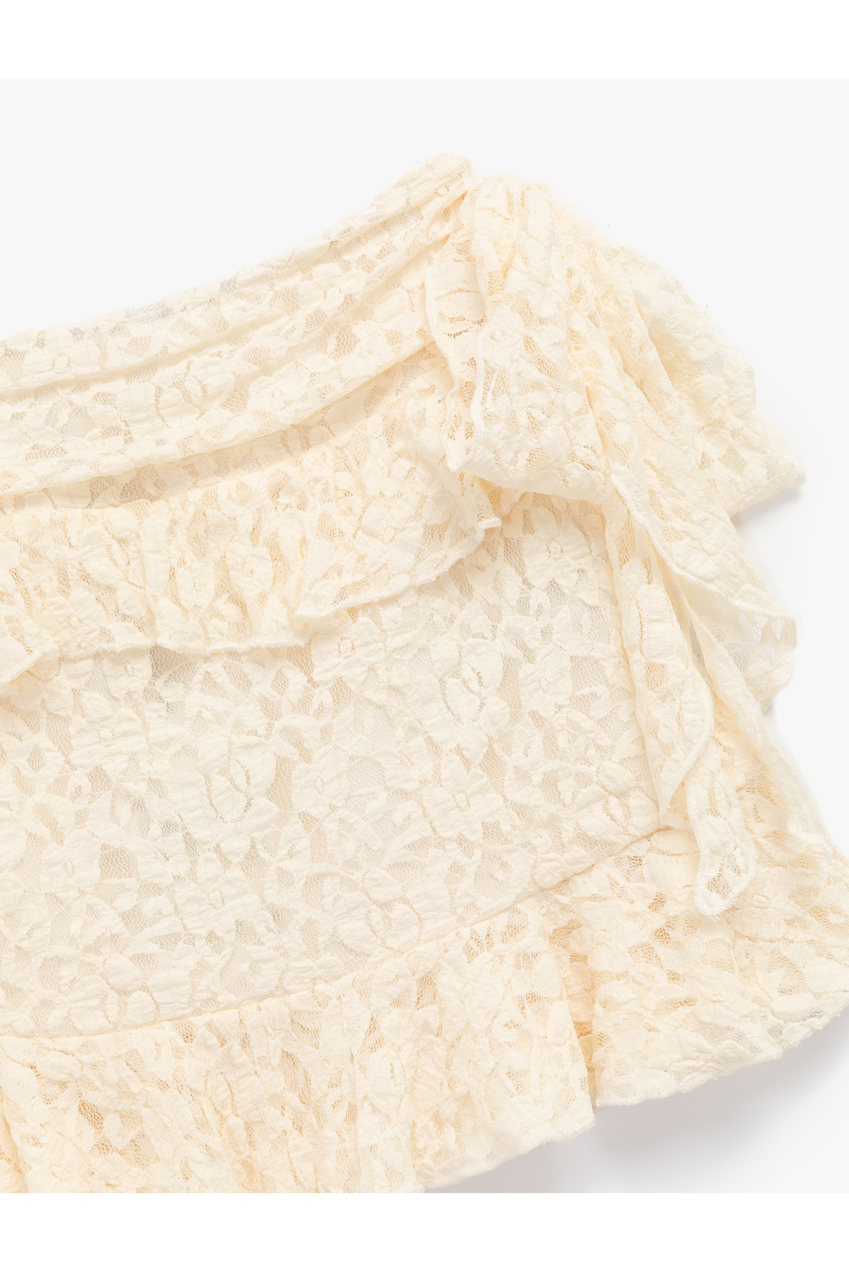 Koton  Slim Fit Fırfırlı Dantelli Mini Etek - Görsel 5