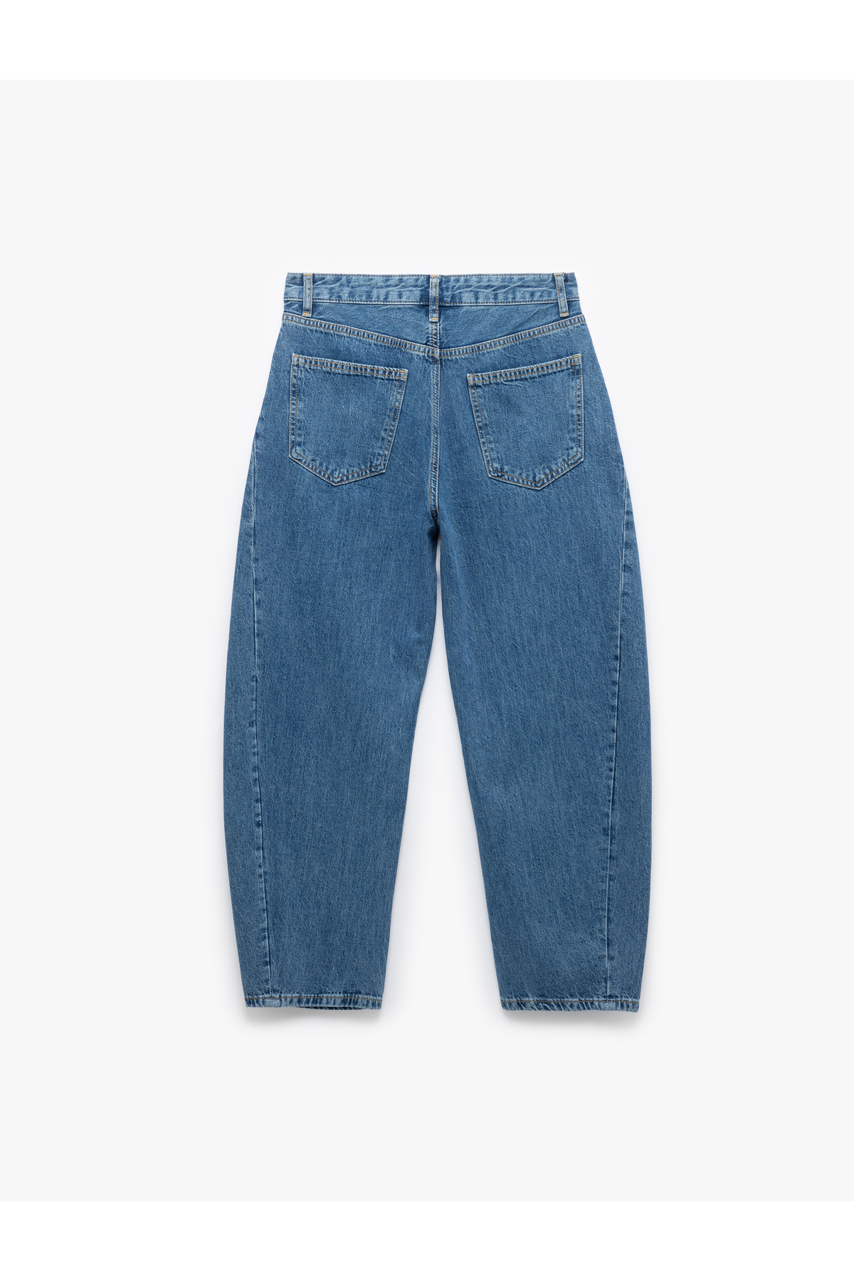 Koton  Rahat Kesim Yüksek Bel Düğmeli Pamuklu Barrel Jean Pantolon - Görsel 5