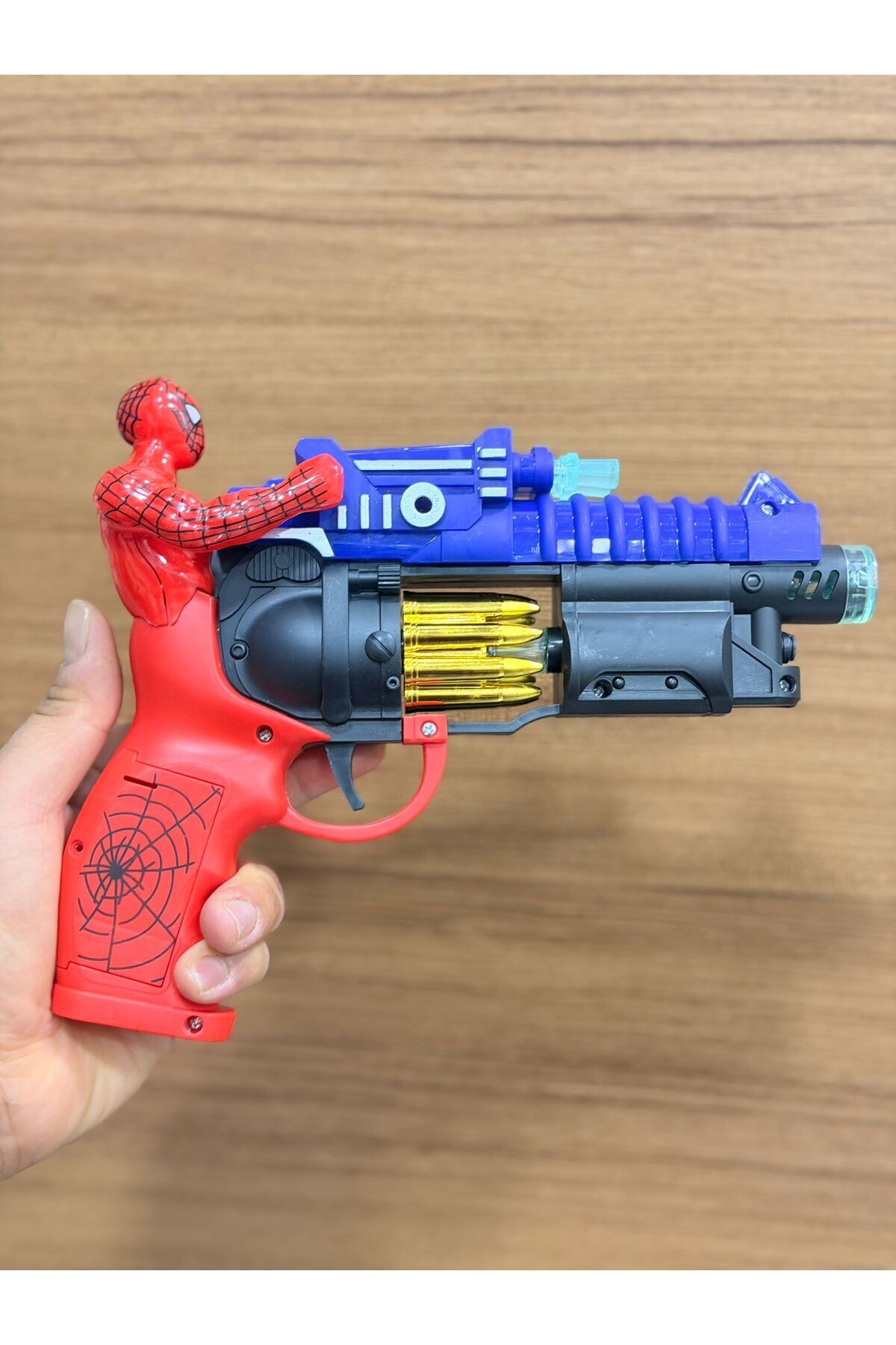 OEM Örümcek Adamlı Işıklı Pilli Sesli Taramalı Oyuncak Tabanca Hareketli Spider-Man