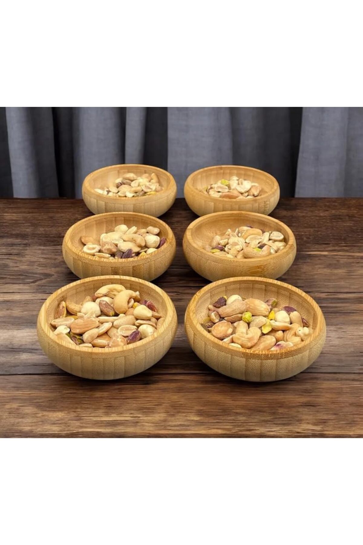 STOREMAX Lvn 6'lı Bambu Çerezlik Kase Seti – Doğal ve Şık Sunum Kaseleri, Kuruyemiş, Çekirdek ve Atıştır