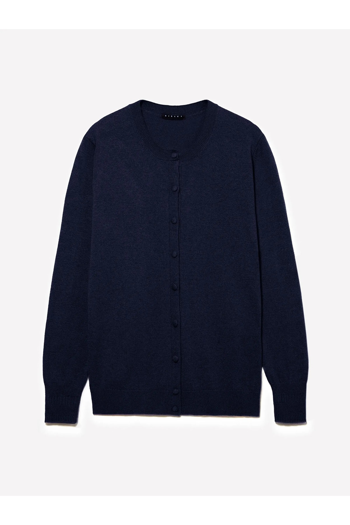 Sisley  Yün ve Kaşmir Karışımlı Ribana Detaylı Bisiklet Yaka Hırka Kadın Lacivert Hırka - 325A102HM5237 - Görsel 5