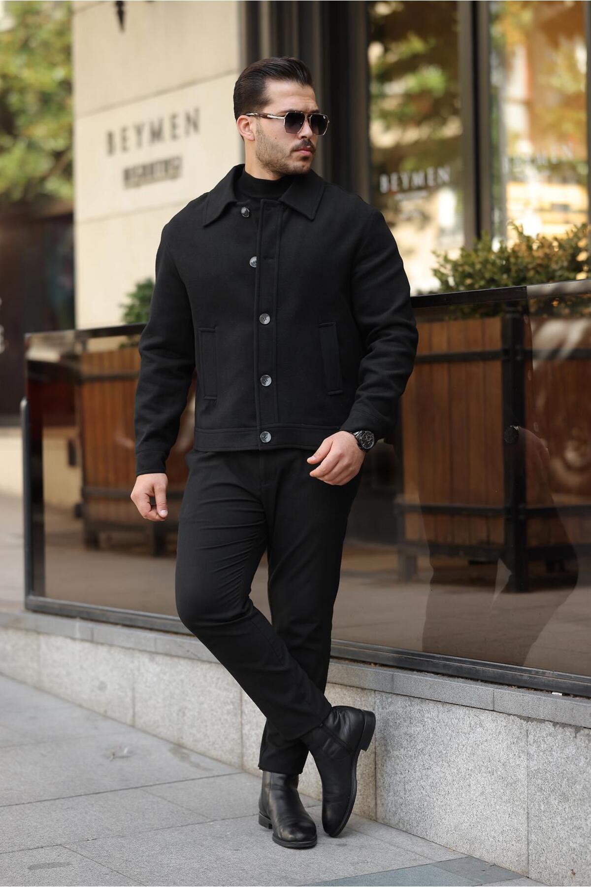 Oversize Kaşe Ceket Kaban — مشکی OKC