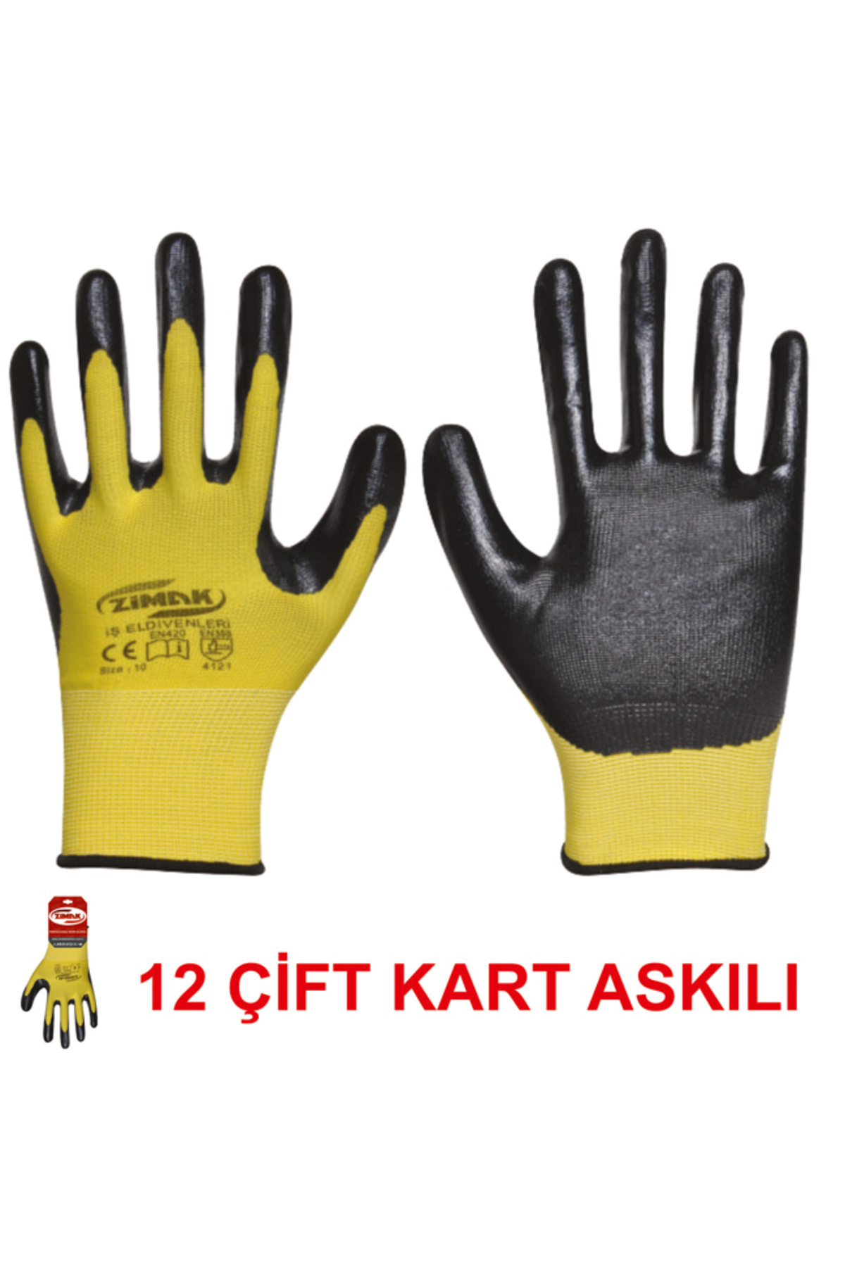 zimak Sarı Siyah Örme Nitril İş Eldiveni EL-105 XL/10 / 12 ADET