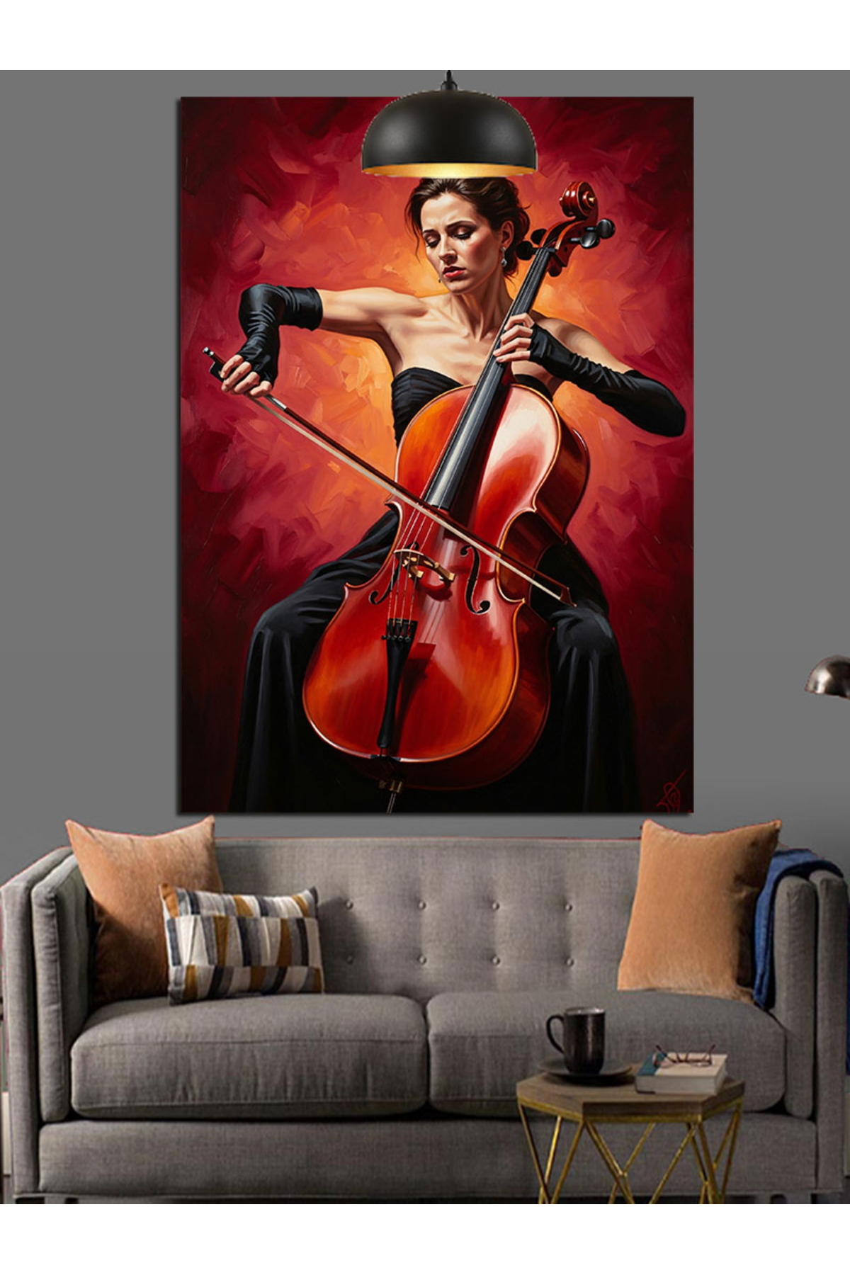 Viyolonsel çalan Yüksek kaliteli yağlı boya dokulu Kanvas Canvas Tablo kanvas tablo canvas tablo du