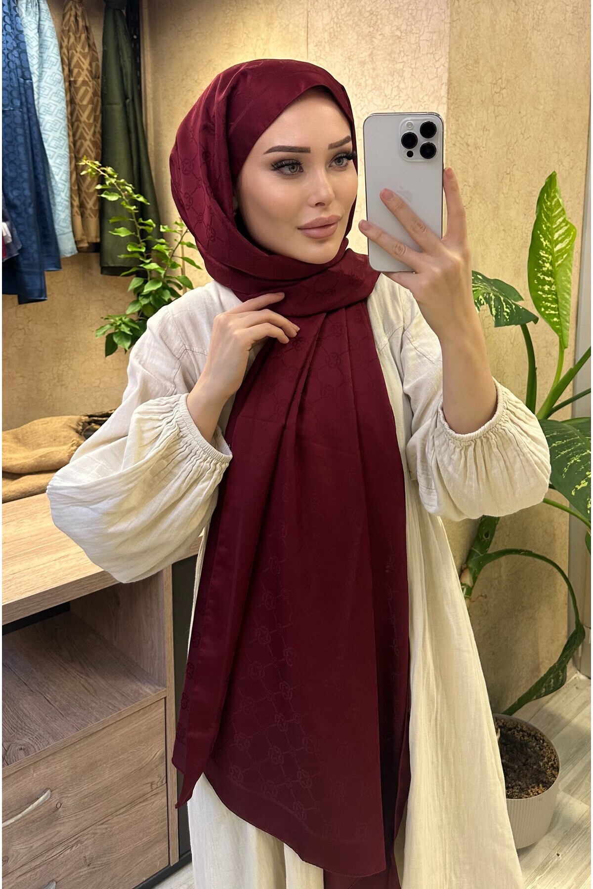 CUOCA LOUNGE Desenli Pamuk İpek Şal