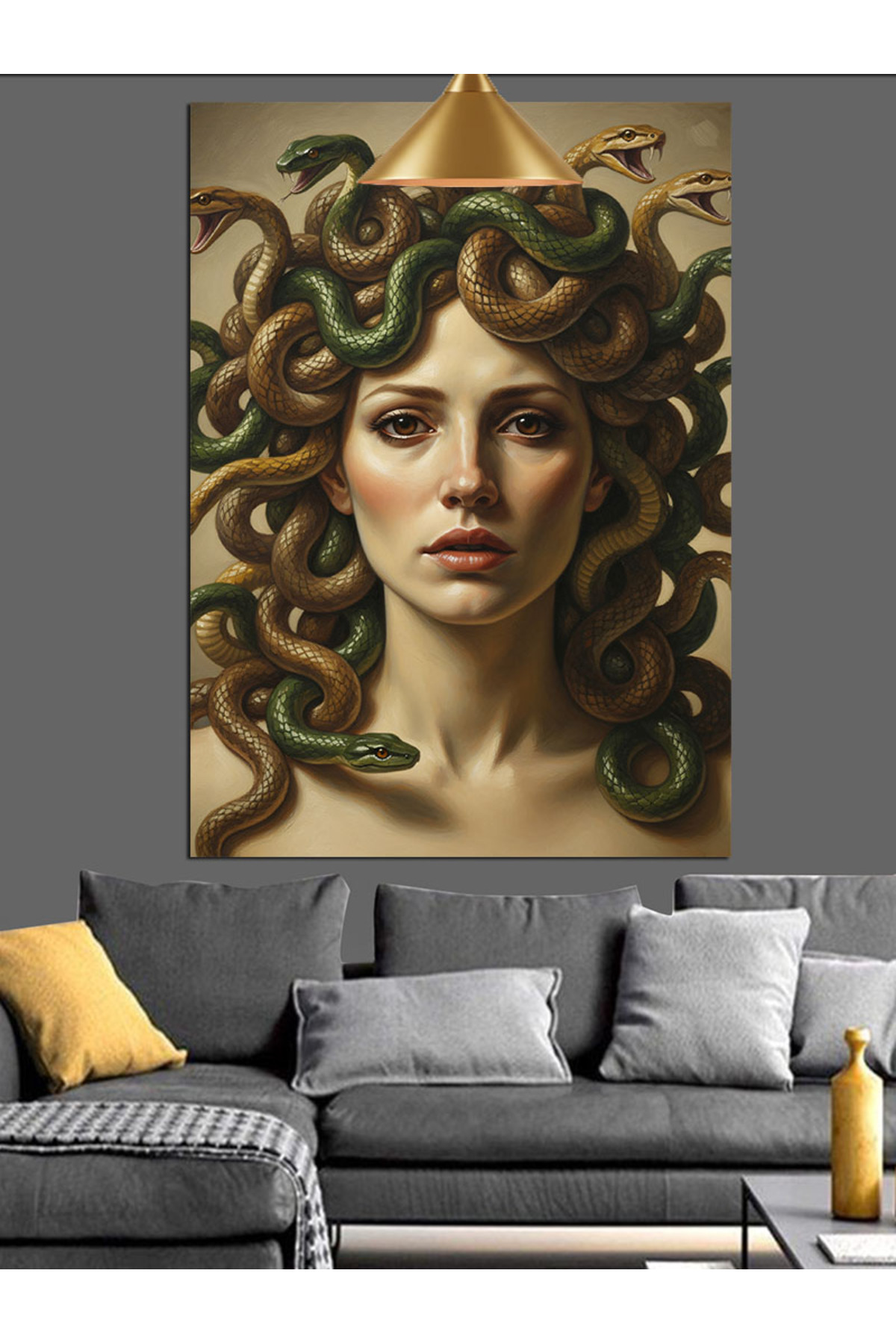 Mitolojik Medusa Yüksek kaliteli yağlı boya dokulu Kanvas Canvas Tablo kanvas tablo canvas tablo du