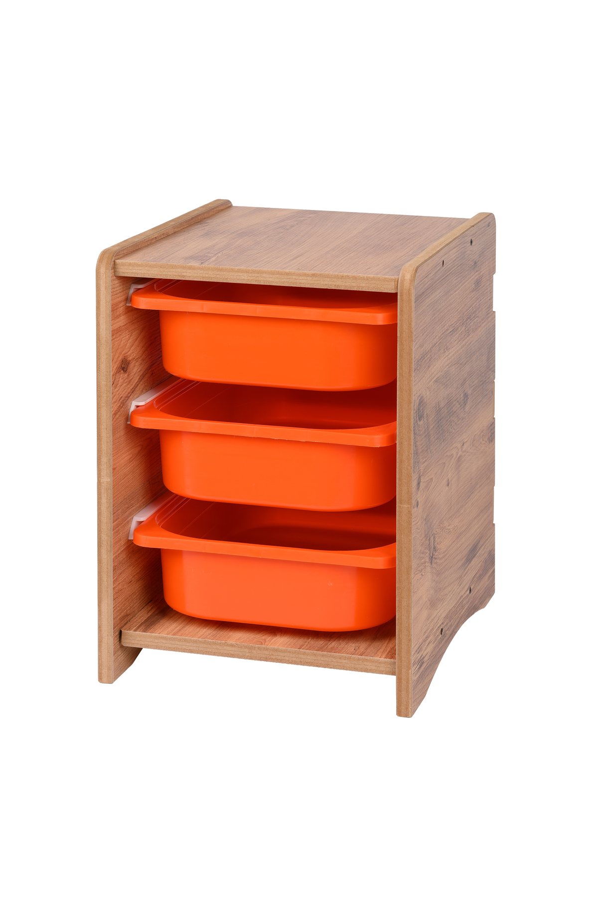 Genel Markalar 18mm MDF Ceviz Çocuk Odası Dolabı, Turuncu Çekmeceli 3’lü Düzenleyici Ünitesi 35x45x60 fotoğrafı 4 (önizleme)