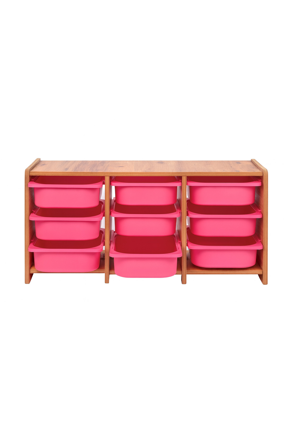 BEEVOLİ 18mm MDF Ceviz Çocuk Odası Dolabı, Pembe Çekmeceli 9’lu Düzenleyici Ünitesi 110x45x60 fotoğrafı 3 (önizleme)