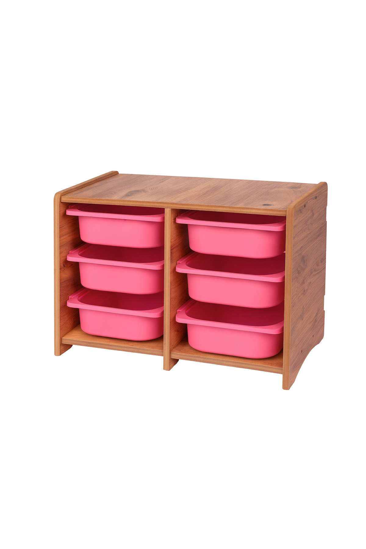BEEVOLİ 18mm MDF Ceviz Çocuk Odası Dolabı, Pembe Çekmeceli 6’lı Düzenleyici Ünitesi 75x45x60 fotoğrafı 3 (önizleme)