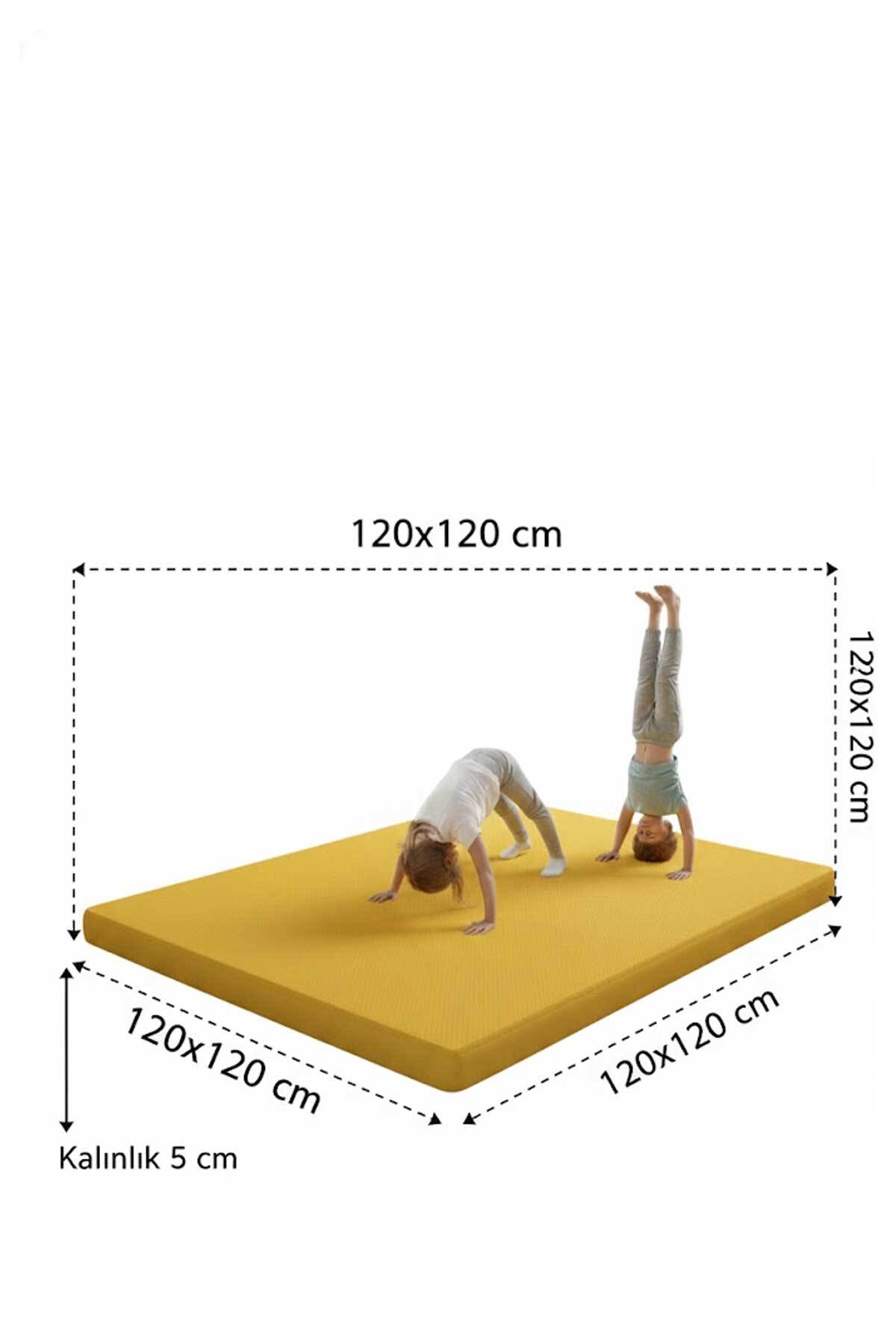 RevuBaby Çocuk Jimnastik Minderi 120x120x5 Cm 600 Denye Sıvı Geçirmez Kumaş Kaydırmmaz Yıkanabilir BÜYÜK BOY fotoğrafı 2 (önizleme)