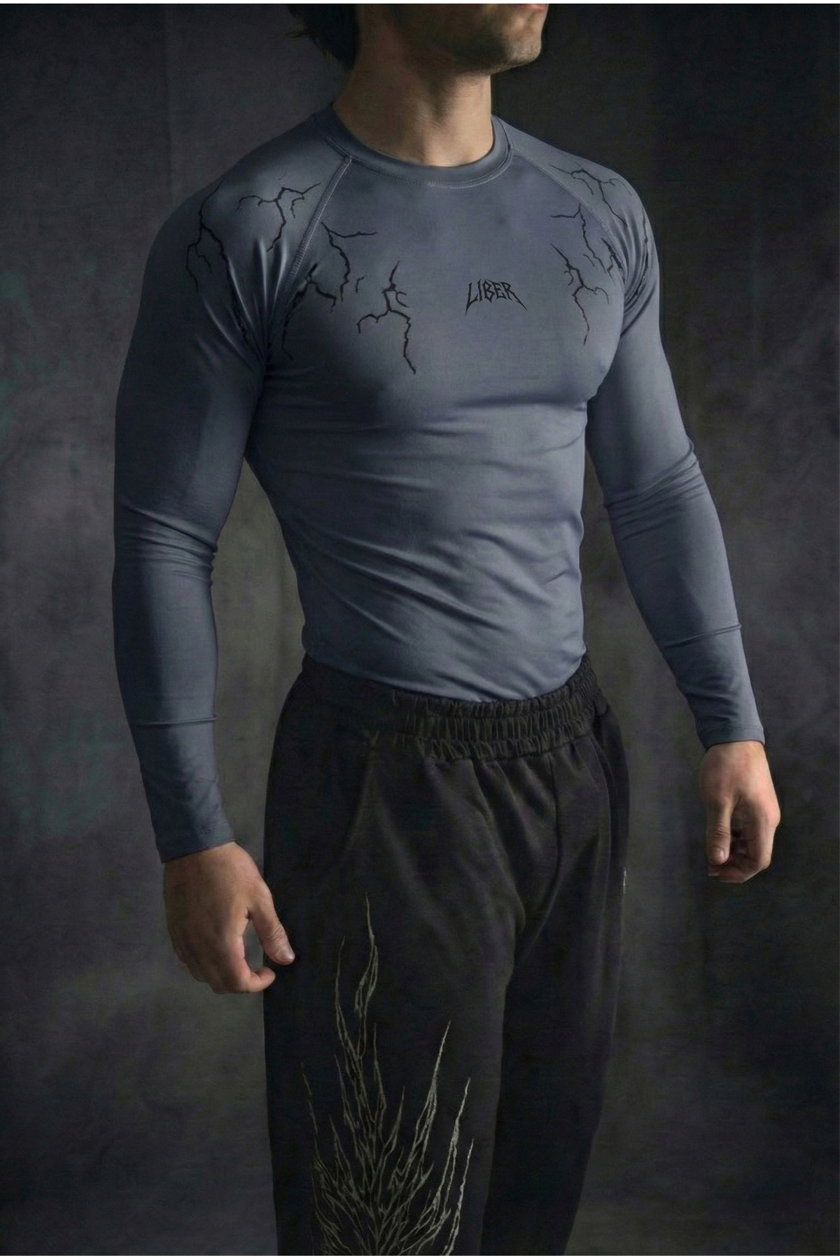 Liber SlayerFit - Uzun Kollu Compression T-shirt (Füme) görsel 2