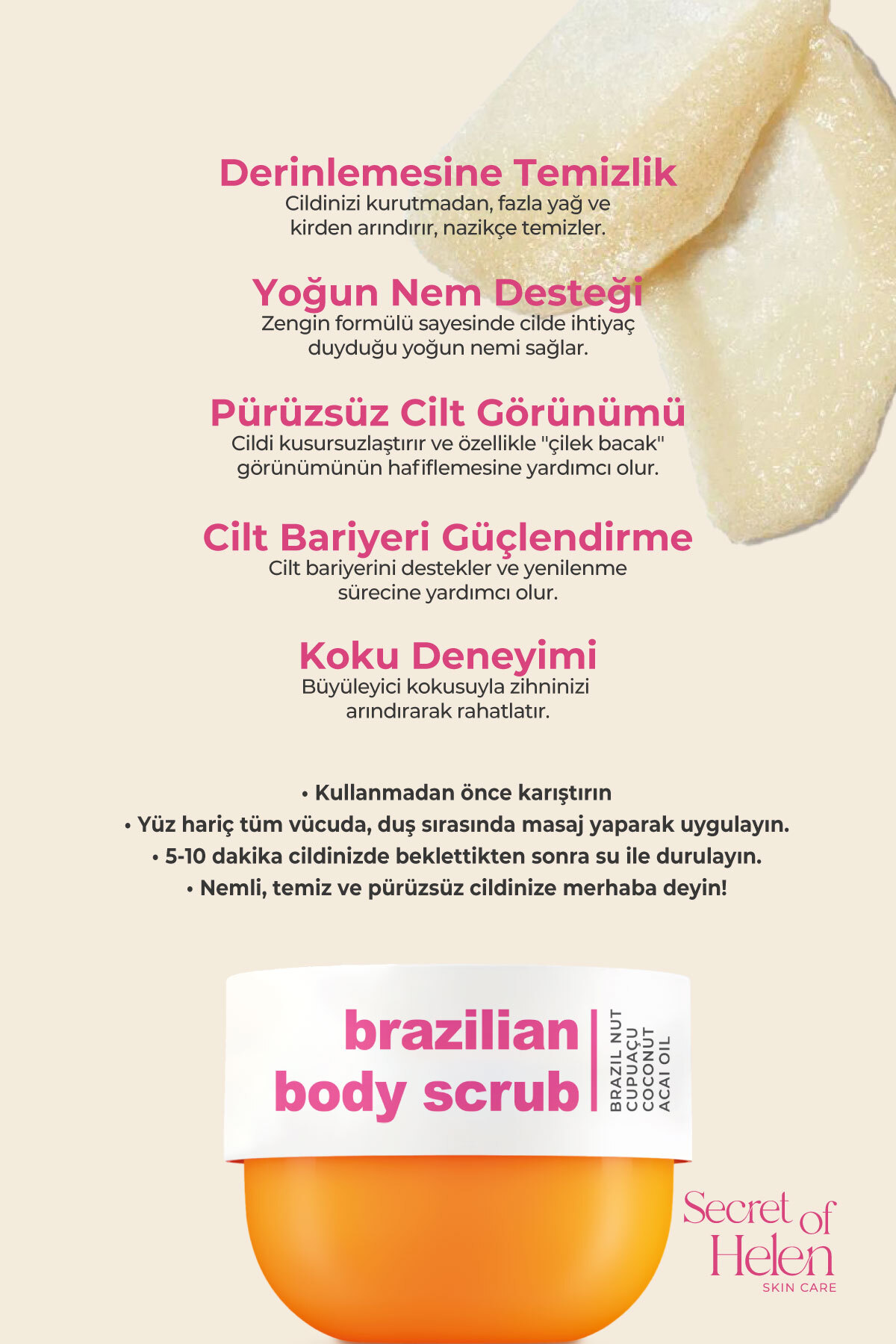 Brazilian Body Scrub I Tropikal Kokulu, Yoğun Nemlendirici,Arındırıcı I Batık Karşıtı Vücut Peelingi — 8684264200660 — تصویر 4 از 6