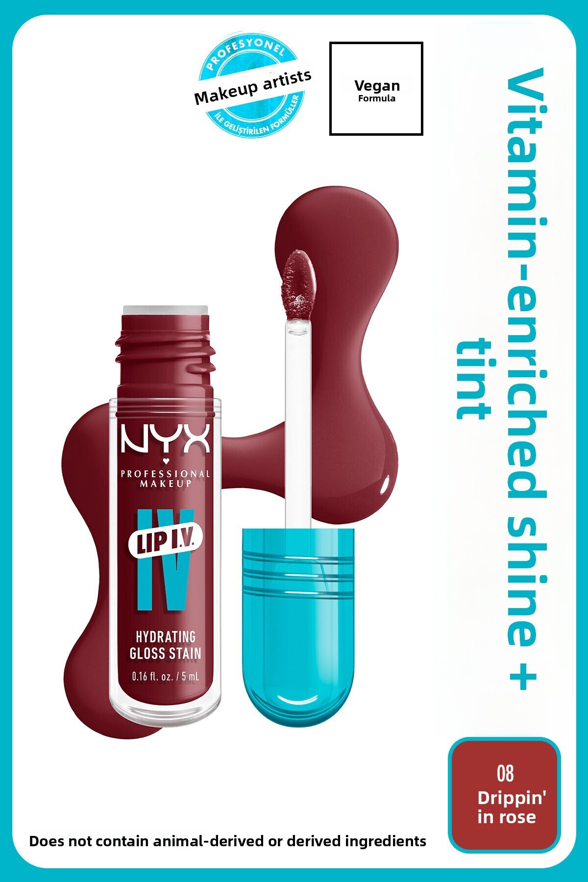 NYX Professional Makeup Lip IV Hydrating Gloss Stain, Lip Gloss, Up to Hydrat...