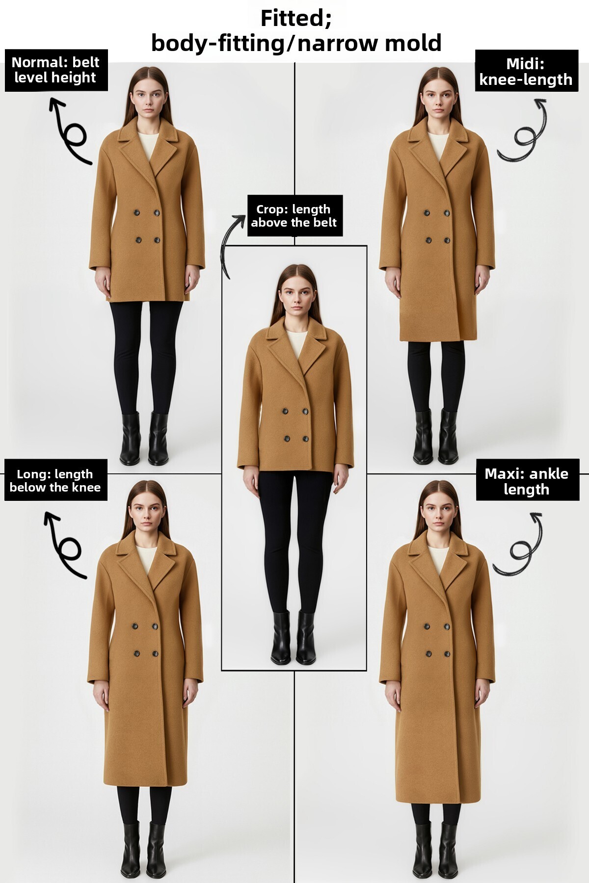 Trendyol Collection Černý zlatý dvouřadý střih midi kabát s detailním knoflíkem TWOAW26KB00017