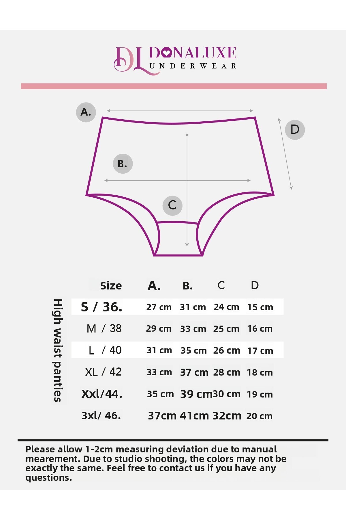 Donaluxe Women's Panties, Women's High Waist Cotton Hipster Panties Pack of 7