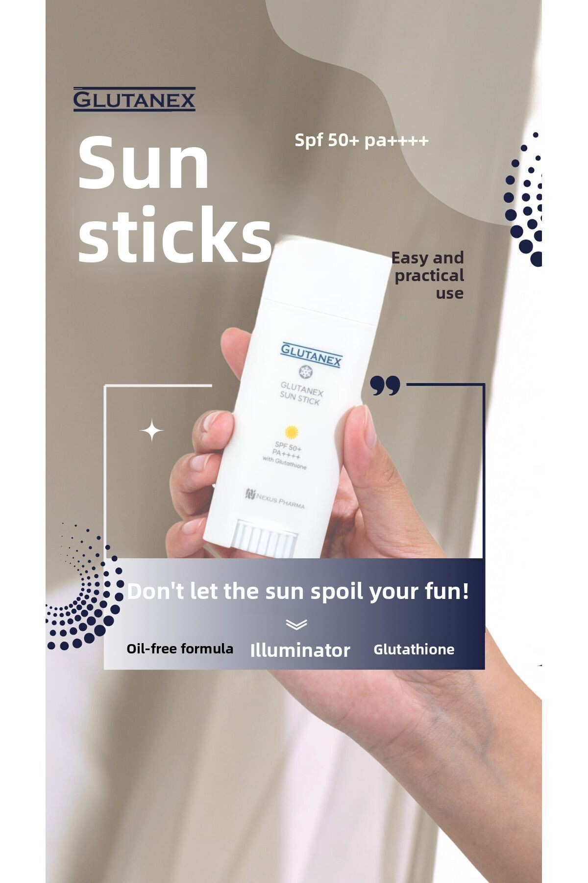GLUTANEX Sunstick Spf50+ Pa++++ 30 Gr  Anti-Blemish Stick Sunscreen with  Glutathione- Trendyol