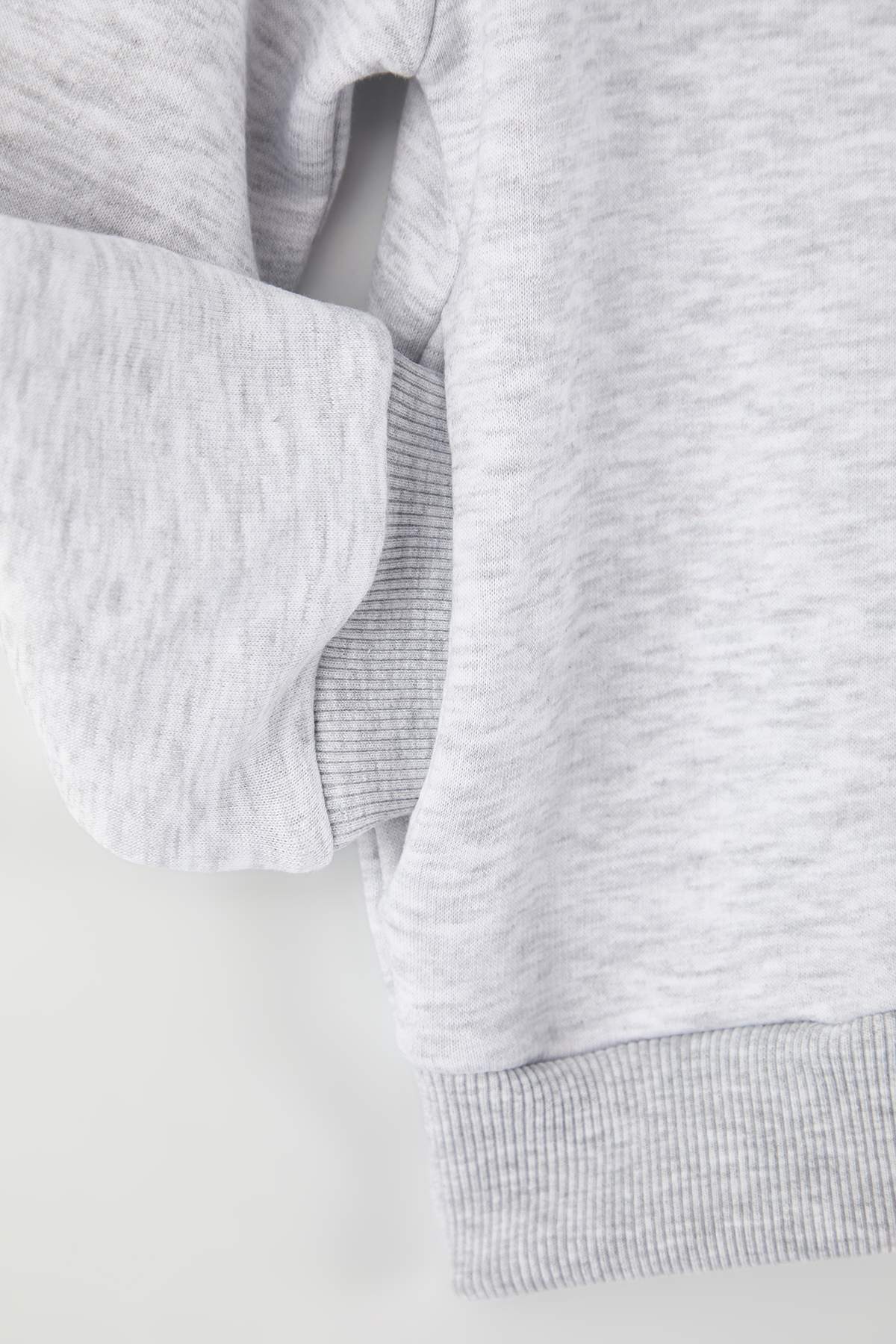 Trendyolmilla  Kar Melanj Pamuklu Baskılı Kapüşonlu Fermuarlı Regular Erkek Çocuk Örme Hırka TKDAW26SW00032 - Görsel 5