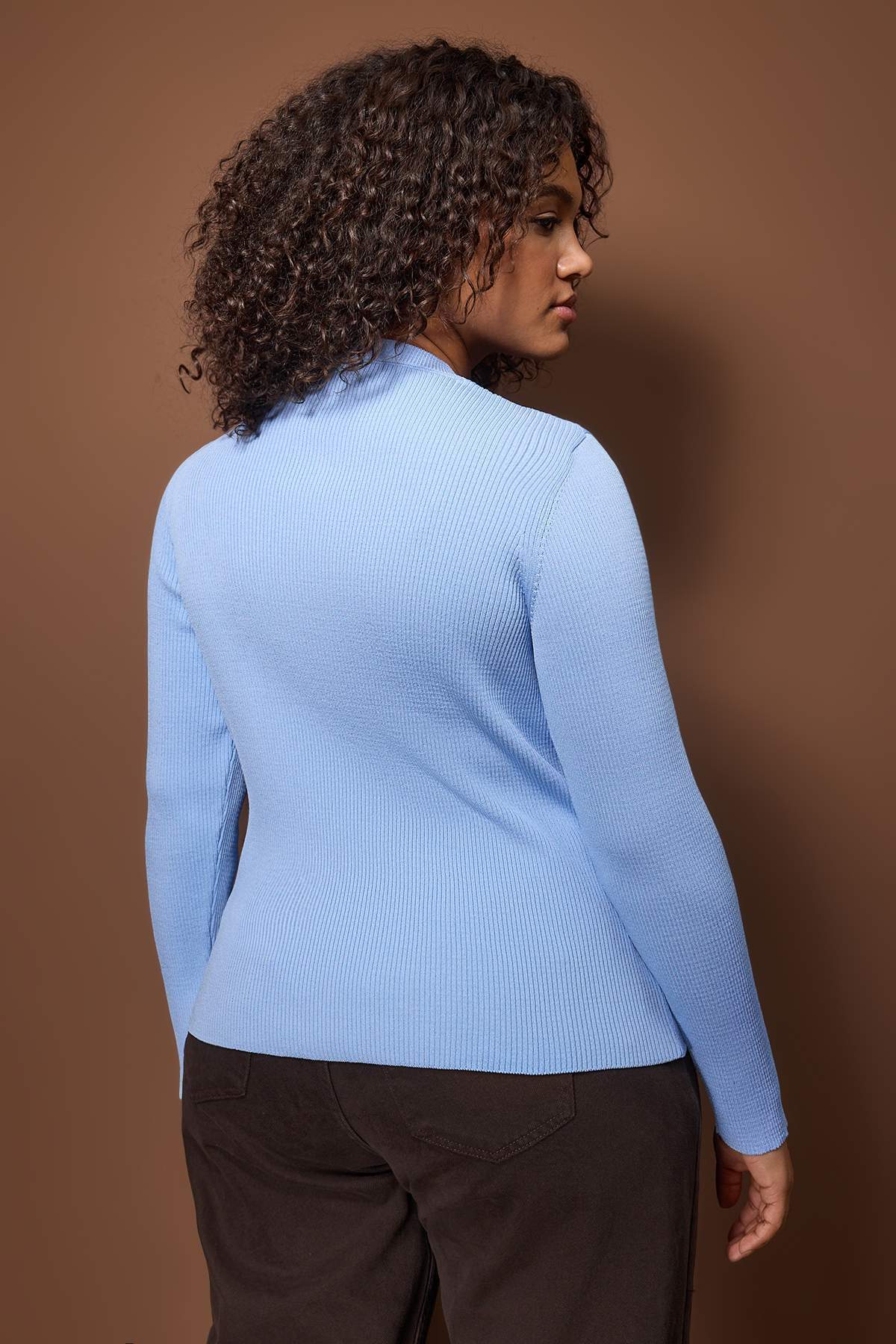 Trendyolmilla  Mavi Özel İplik Fitilli Triko Hırka TBBAW26AV00052 - Görsel 4