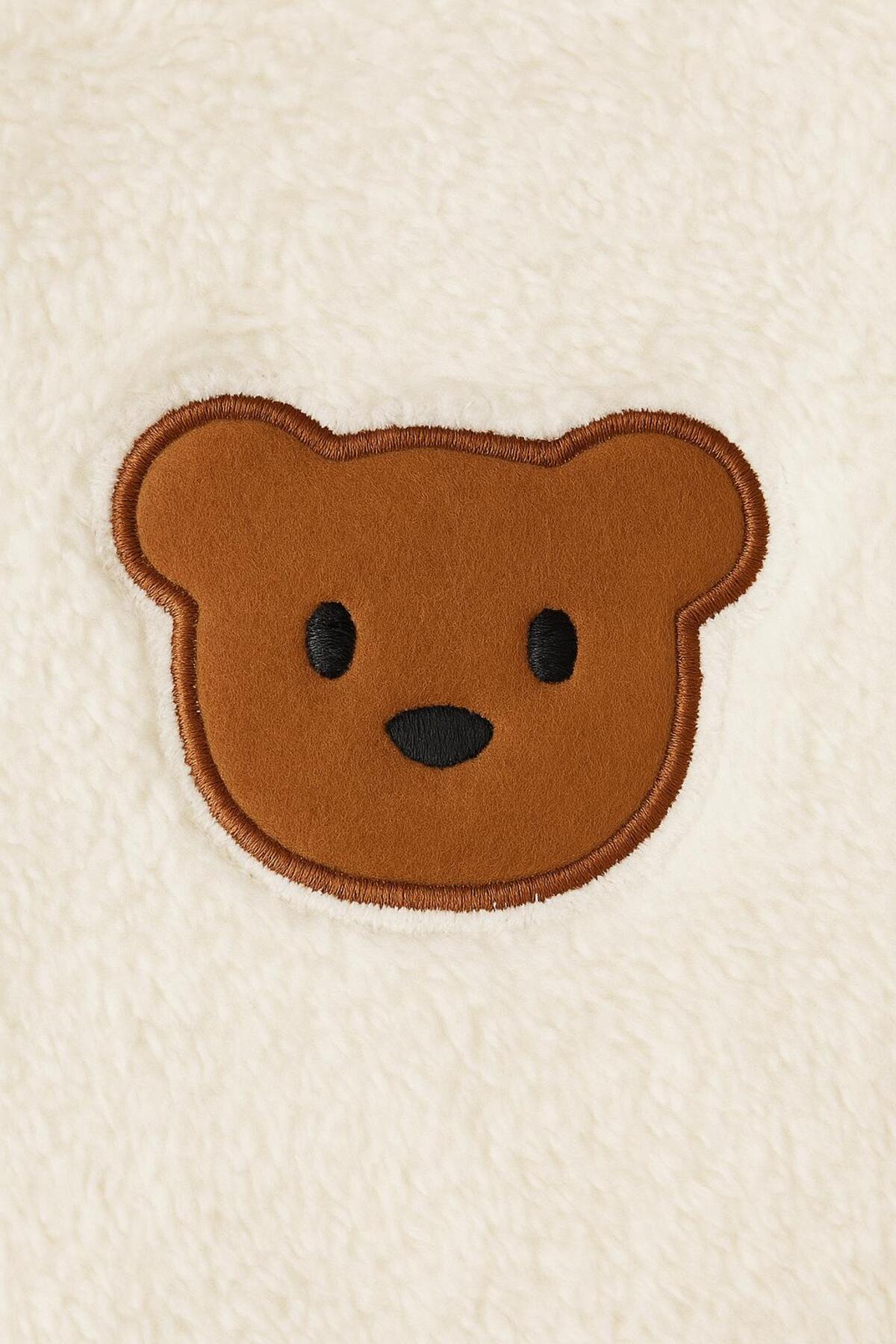 nevrankids Bebek Peluş Ayı Kulaklı Kapüşonlu 2'li Takım - Kışlık Polar fotoğrafı 5 (önizleme)