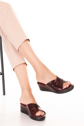 Gondol Hakiki Deri Ev Terliği özl.2763 Bordo