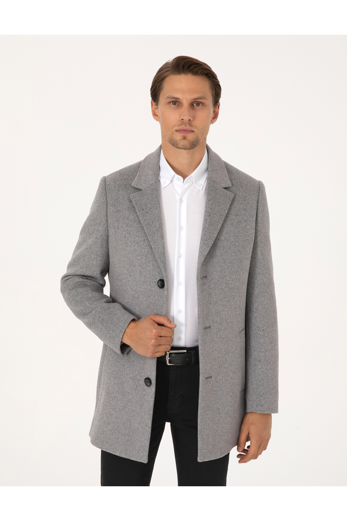 Anthracite Extra Slim Fit Wool Blend Cashmere Coat 50297487-VR006 — خاکستری 1038747 — تصویر 3 از 7