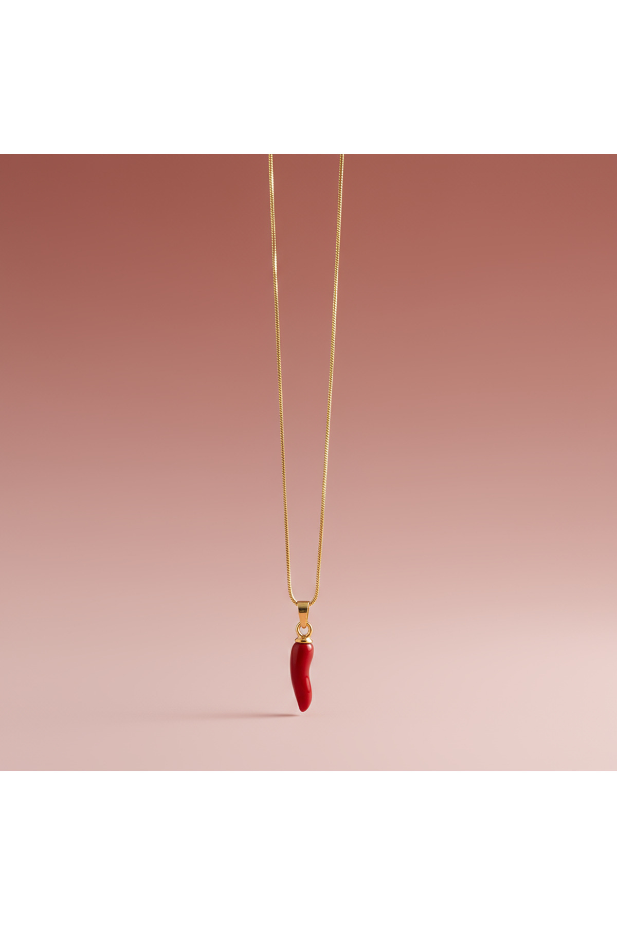 irva collection Çelik Kırmızı Biber Kolye