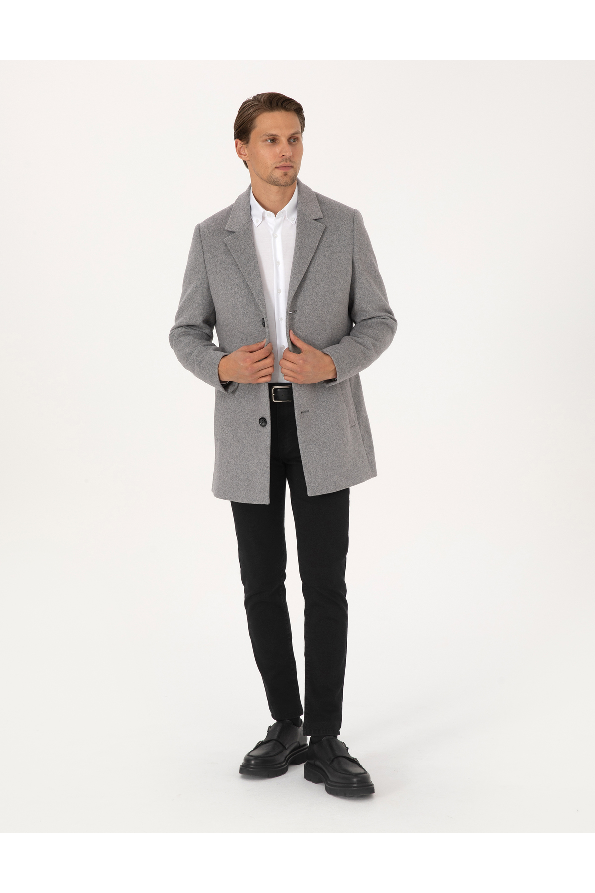 Anthracite Extra Slim Fit Wool Blend Cashmere Coat 50297487-VR006 — خاکستری 1038747 — تصویر 4 از 7