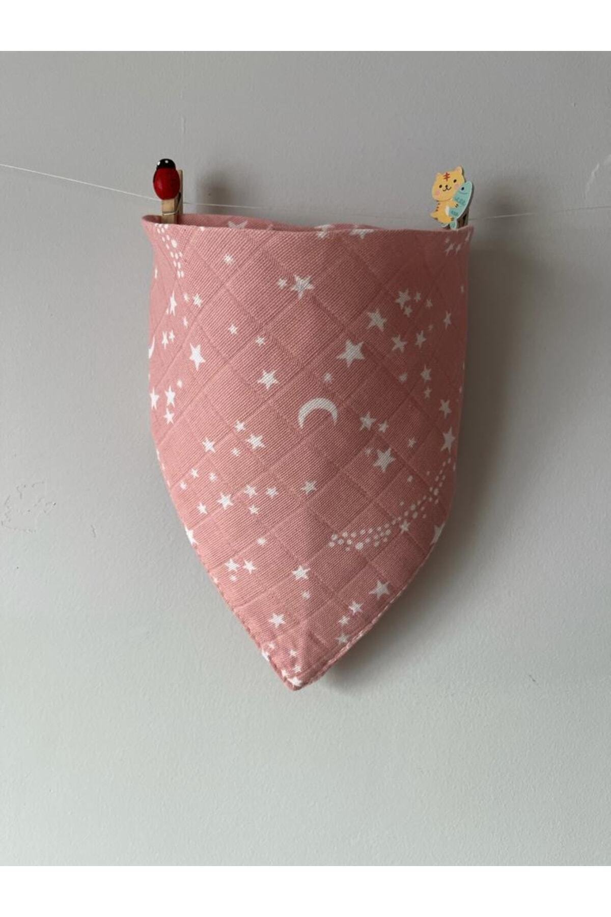 runbaby (PEMBE YILDIZ) Müslin Kumaş Çıtçıtlı Bebek Salya Önlük & Fular fotoğrafı 2 (önizleme)