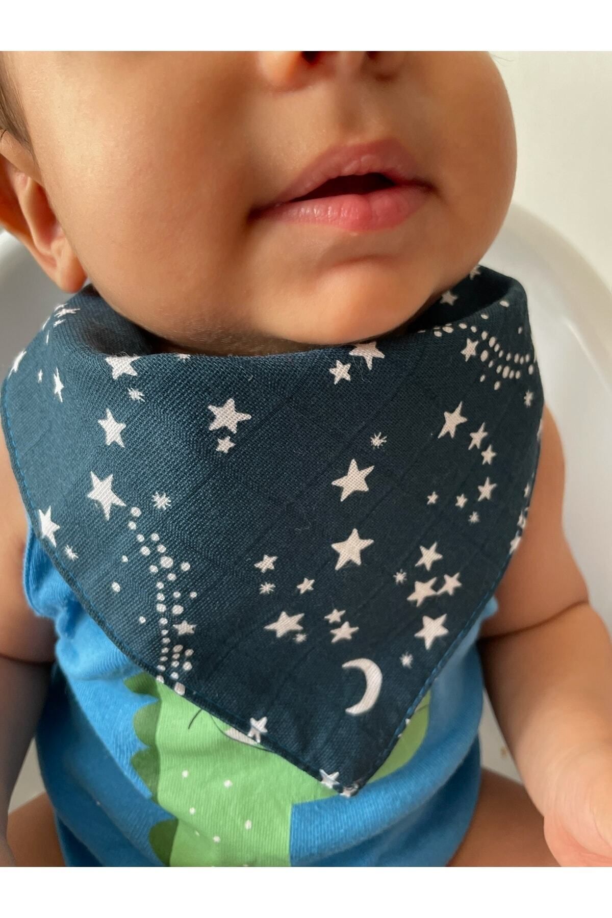 runbaby Müslin Kumaş Çıtçıtlı Bebek Salya Önlük & Fular (4 ADET) fotoğrafı 2 (önizleme)