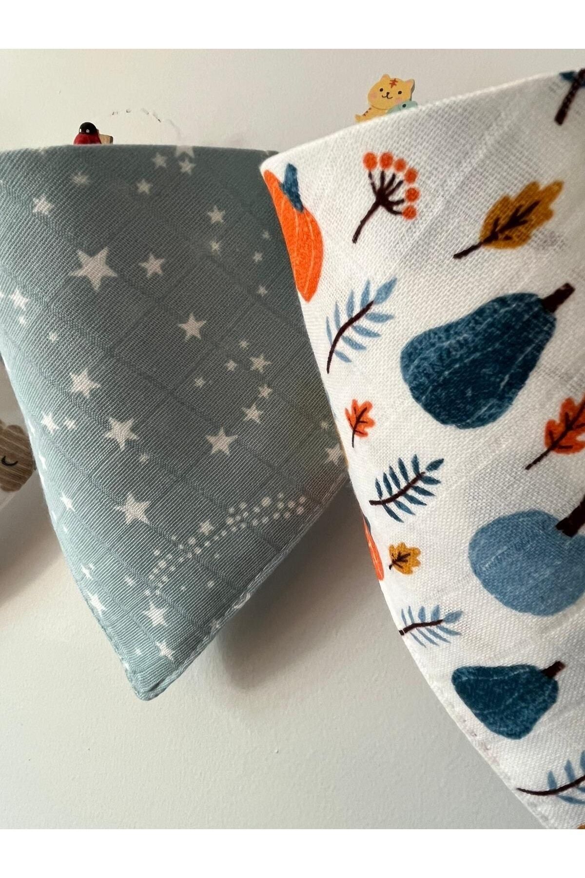 runbaby Müslin Kumaş Çıtçıtlı Bebek Salya Önlük & Fular (4 ADET) fotoğrafı 2 (önizleme)