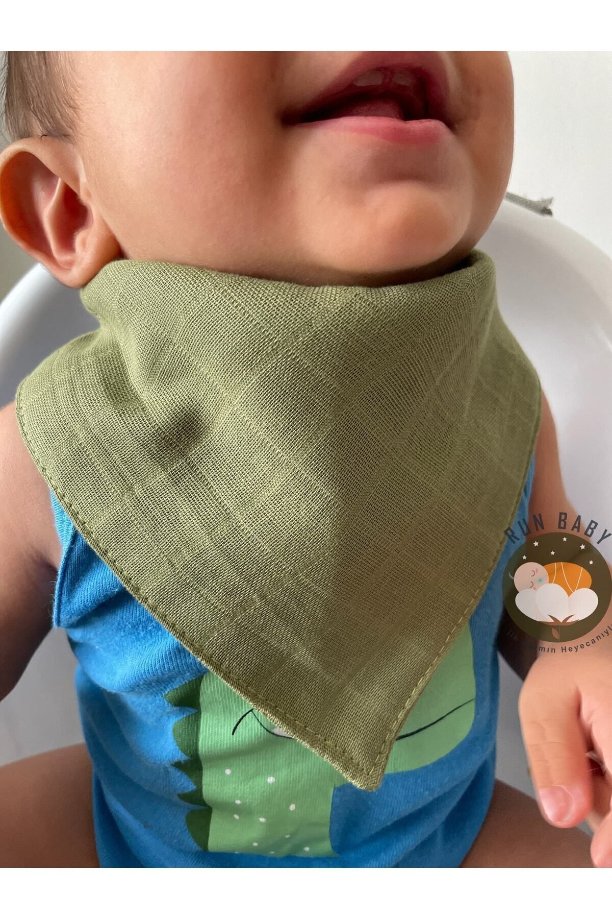 runbaby ( 4 Adet ) Müslin Kumaş Çıtçıtlı Bebek Salya Önlük & Fular fotoğrafı 7 (önizleme)